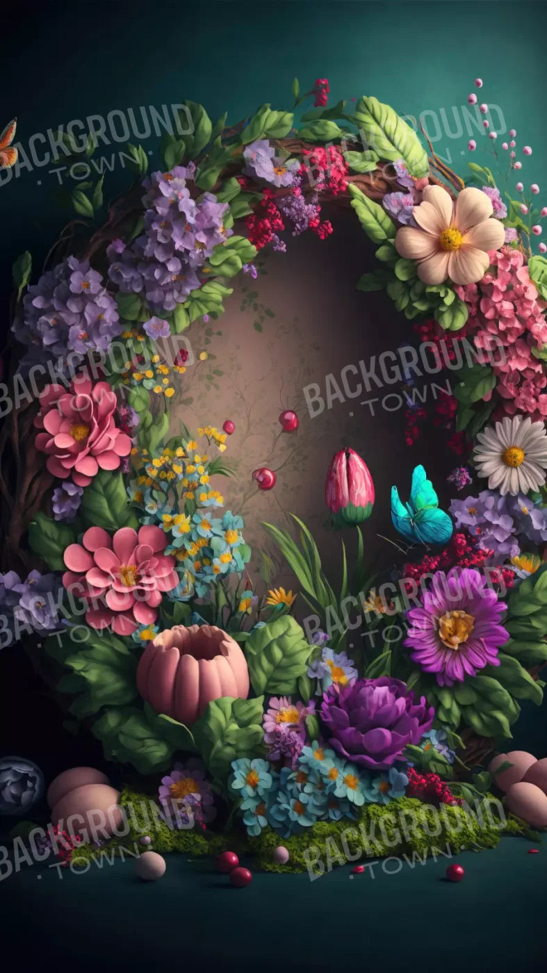 Floral Wreath L 8’X14’ Ultracloth (96 X 168 Inch) Backdrop