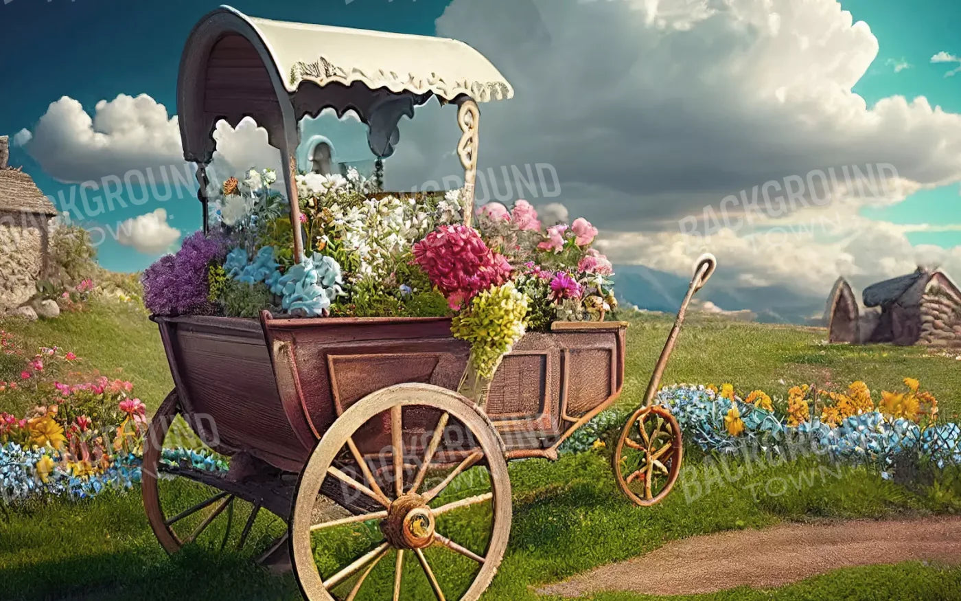 Flower Cart I 14X9 Ultracloth ( 168 X 108 Inch ) Backdrop