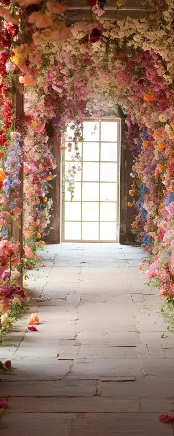 Flower Garland Hallway 1 8’X20’ Ultracloth (96 X 240 Inch) Backdrop