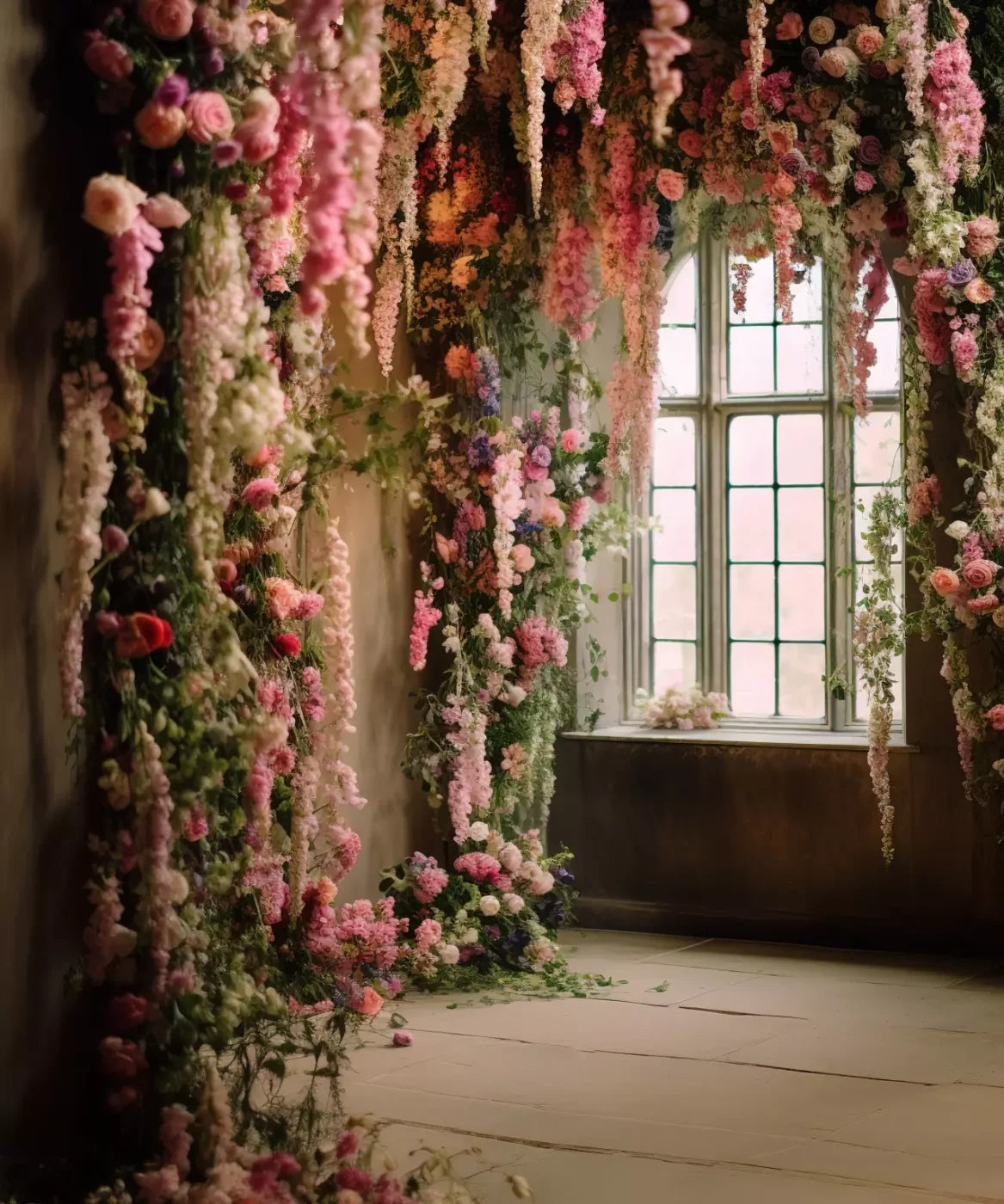 Flower Garland Room 10’X12’ Ultracloth (120 X 144 Inch) Backdrop