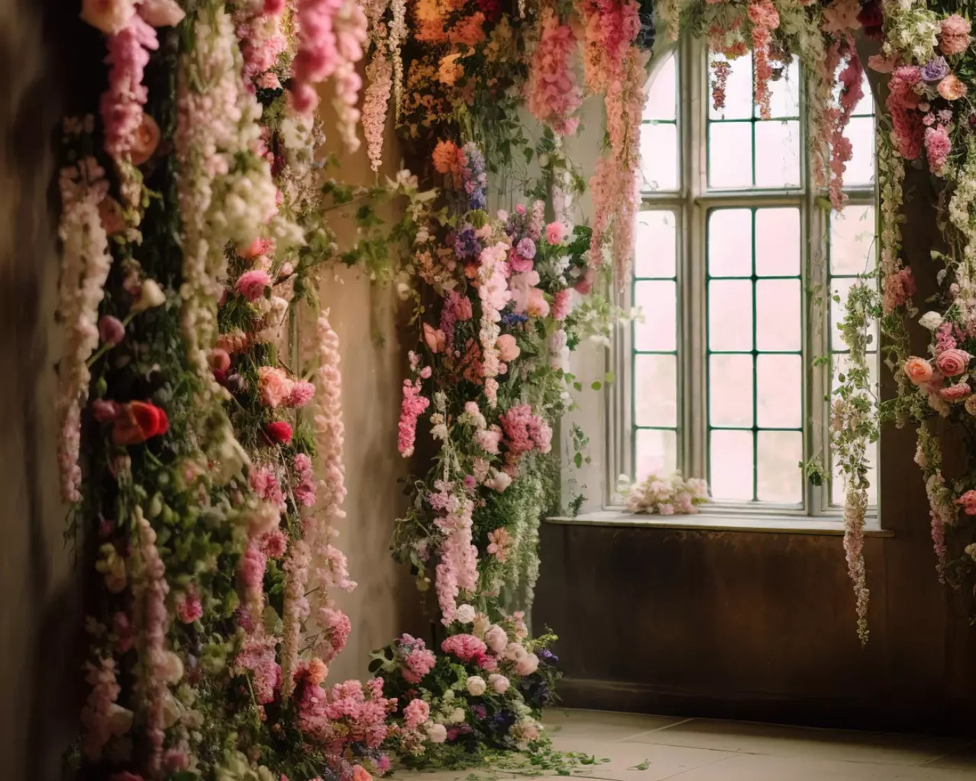 Flower Garland Room 10’X8’ Fleece (120 X 96 Inch) Backdrop