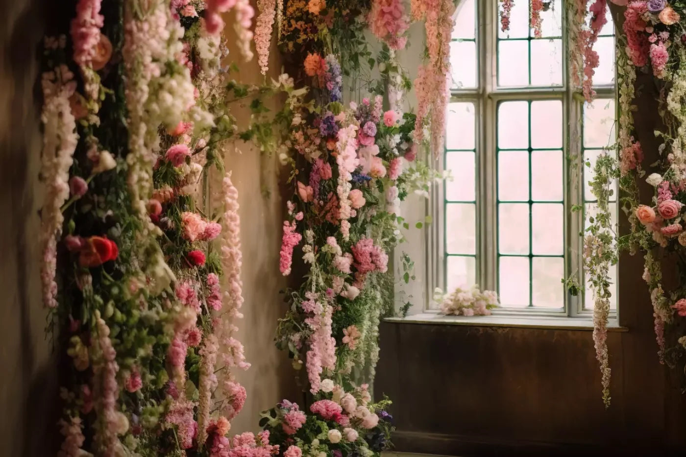 Flower Garland Room 12’X8’ Ultracloth (144 X 96 Inch) Backdrop