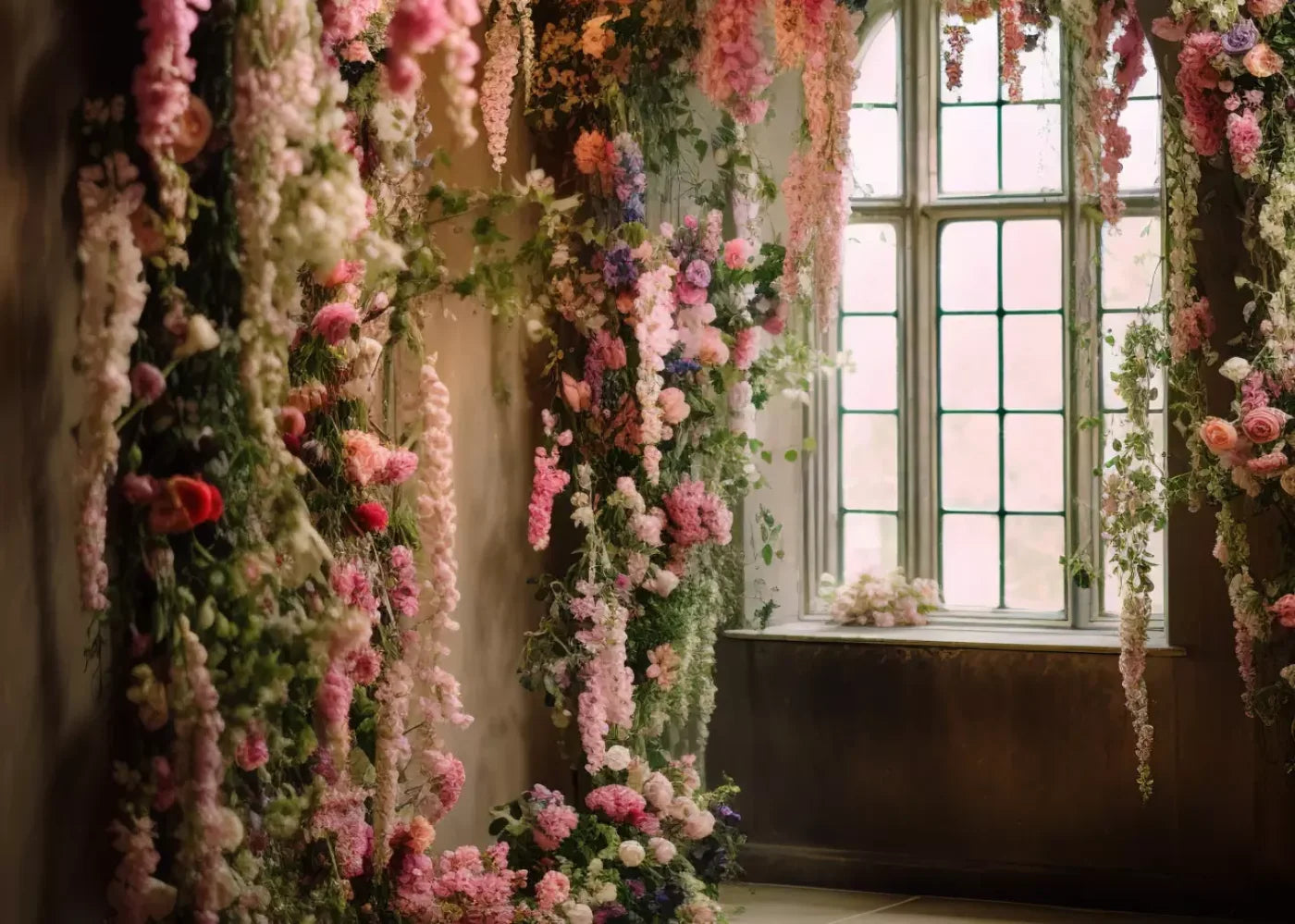 Flower Garland Room 7’X5’ Ultracloth (84 X 60 Inch) Backdrop