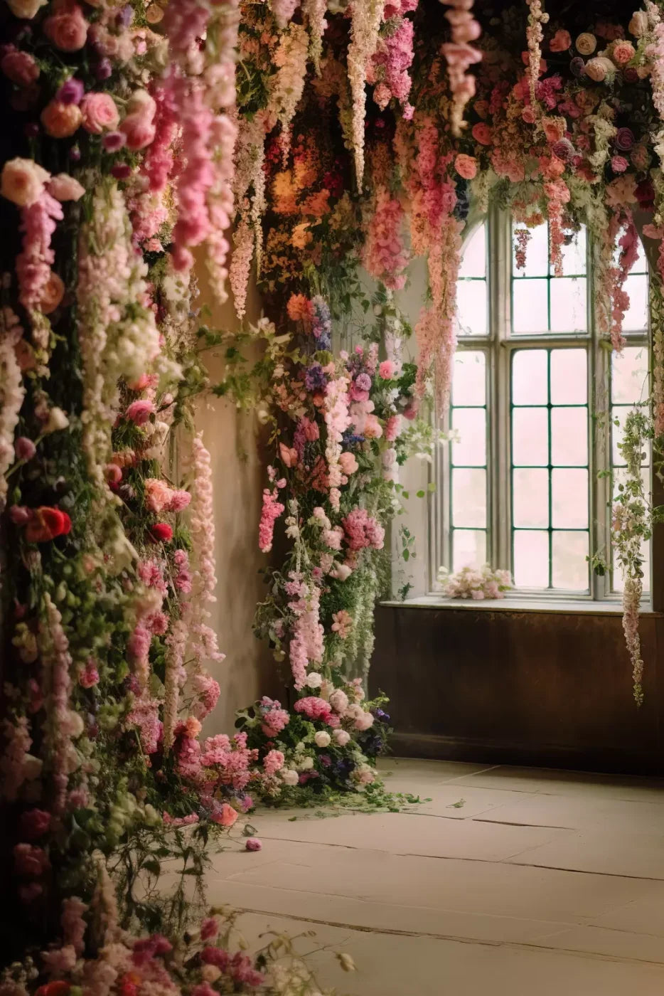 Flower Garland Room 8’X12’ Ultracloth (96 X 144 Inch) Backdrop
