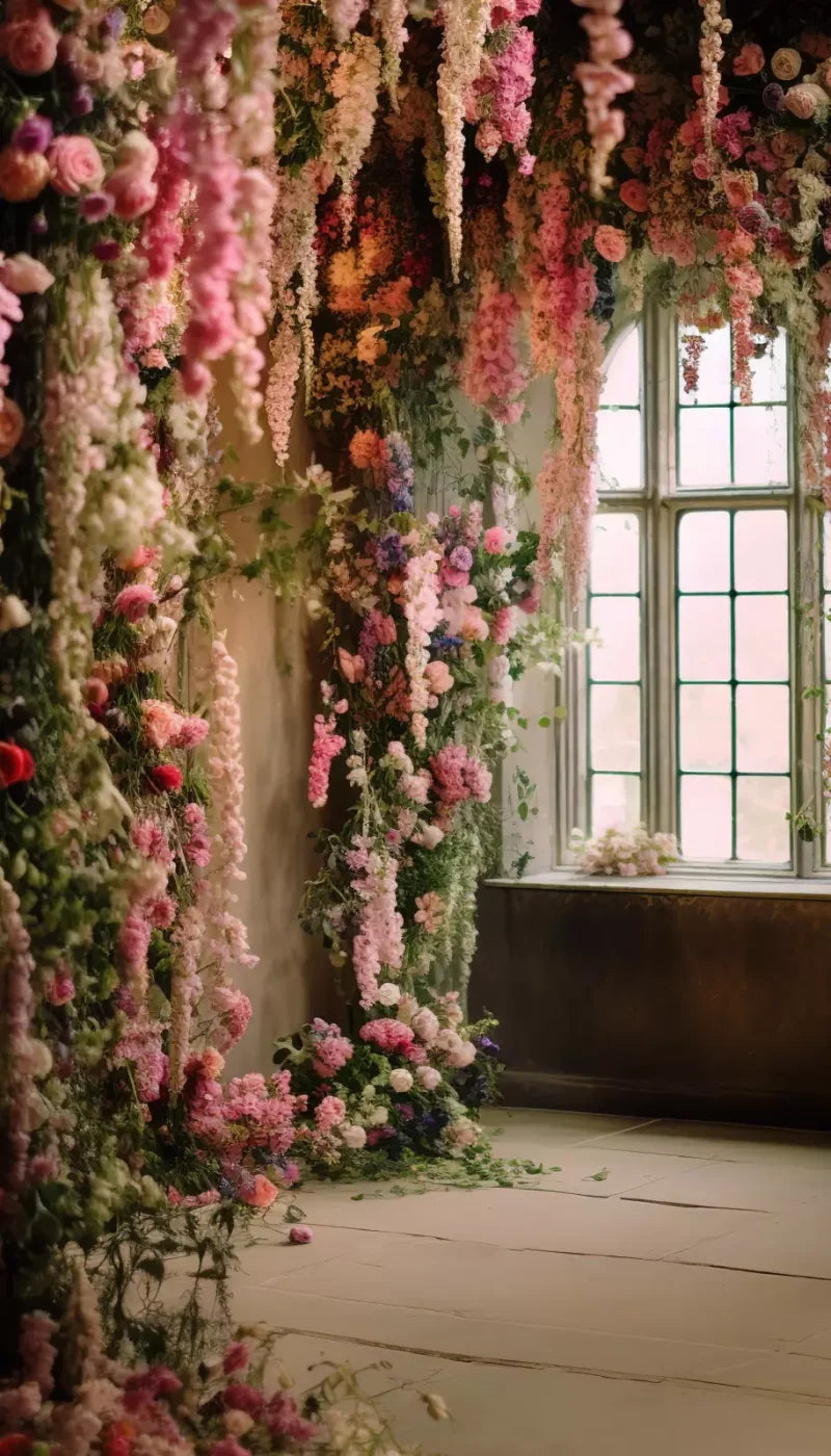 Flower Garland Room 8’X14’ Ultracloth (96 X 168 Inch) Backdrop