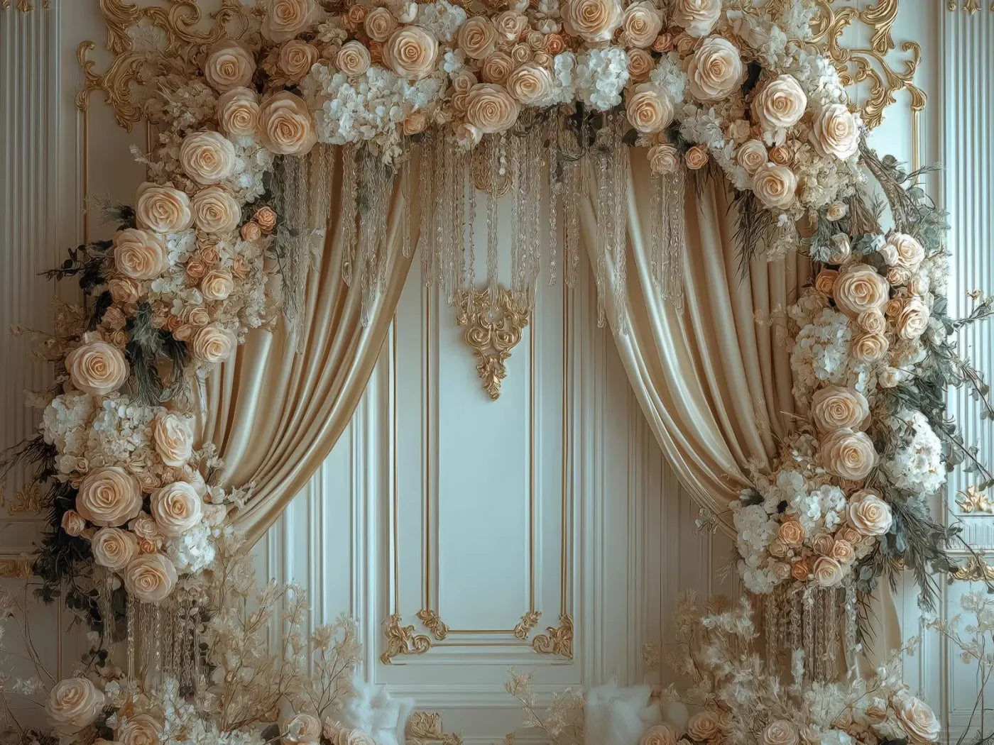 Flowered Alcove 6’8X5’ Fleece (80 X 60 Inch) Backdrop