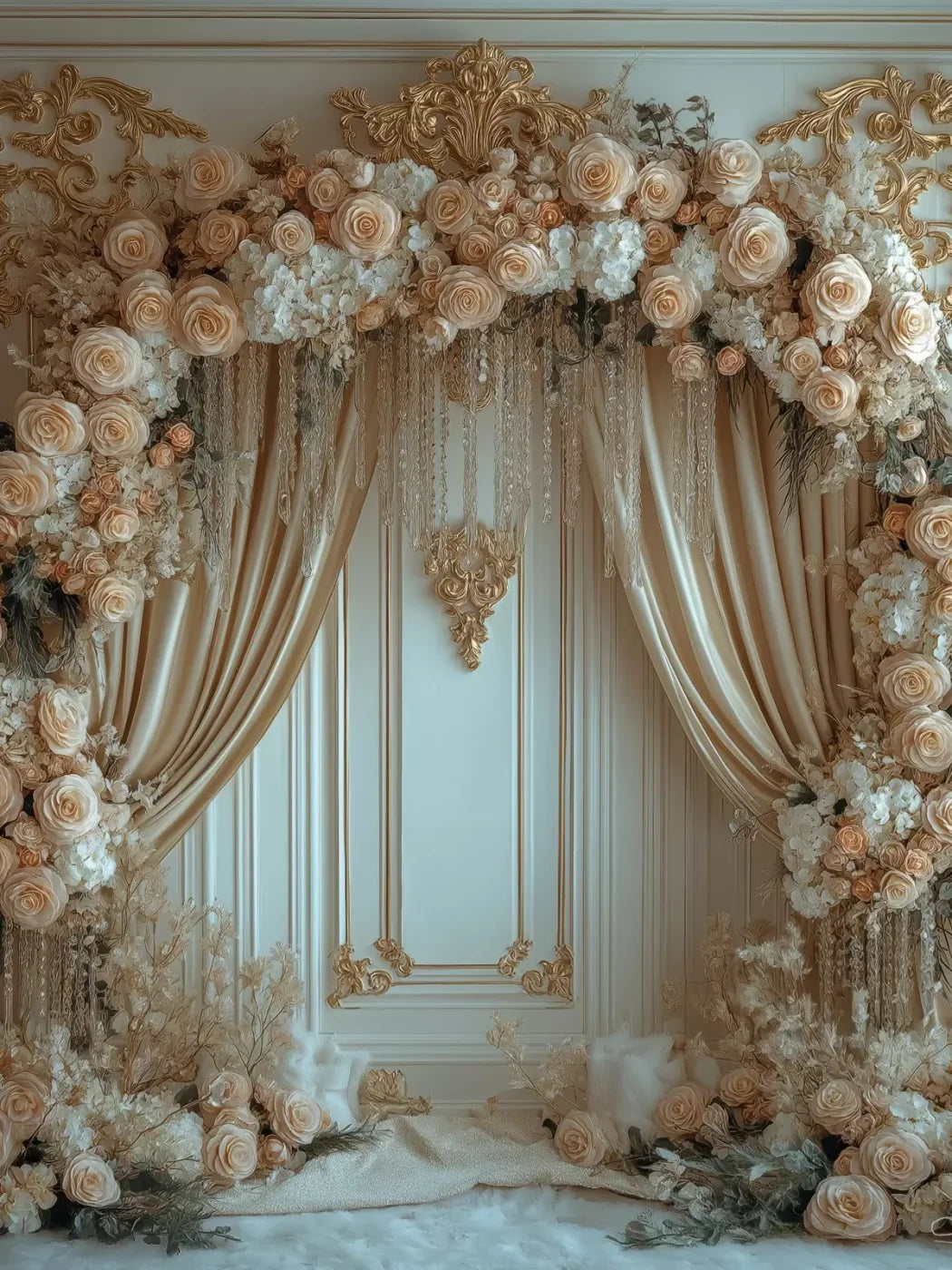 Flowered Alcove 6’X8’ Fleece (72 X 96 Inch) Backdrop
