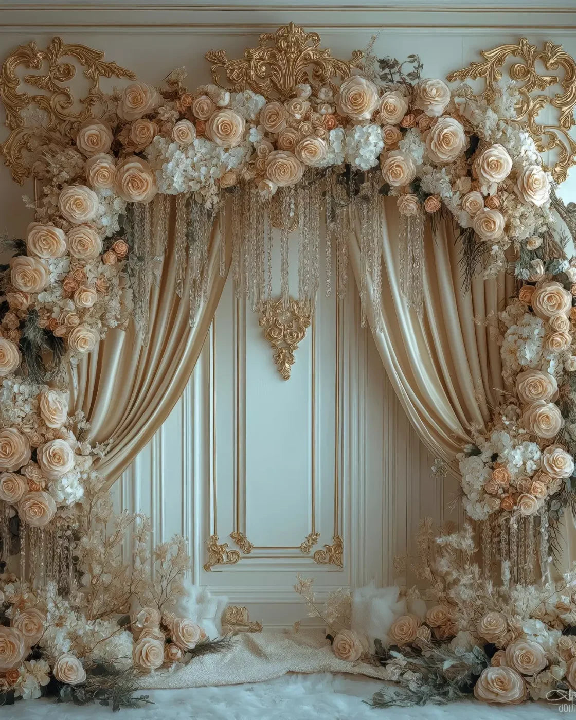 Flowered Alcove 8’X10’ Fleece (96 X 120 Inch) Backdrop