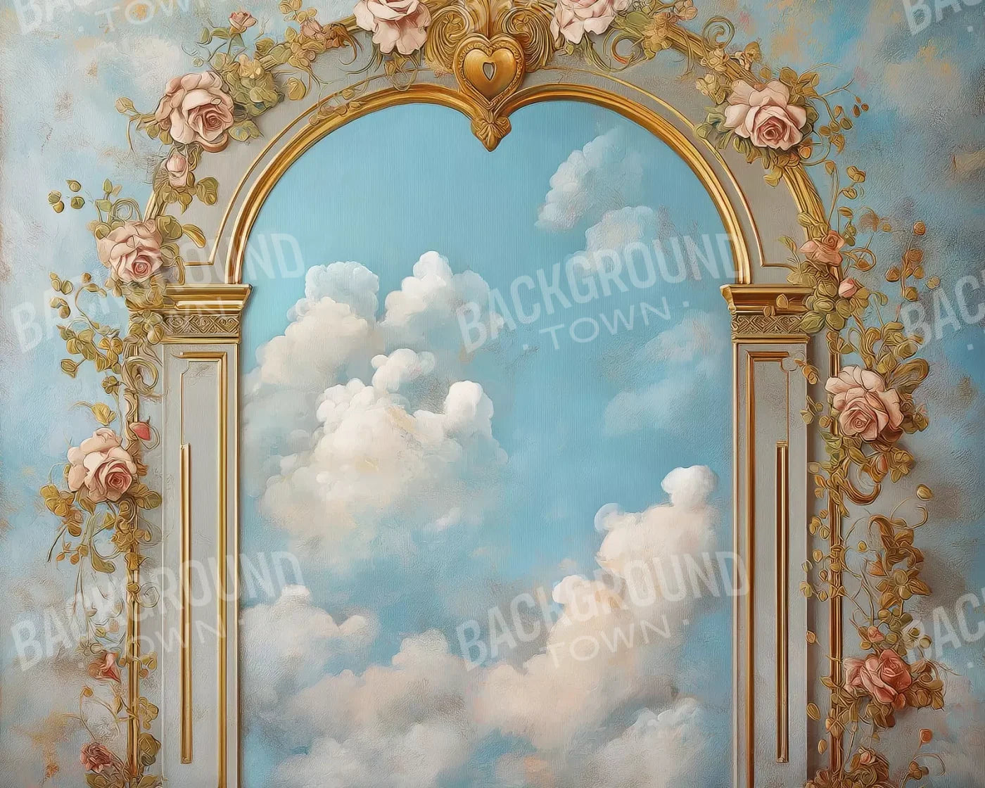 Flowered Arch Over Sky 10’X8’ Fleece (120 X 96 Inch) Backdrop