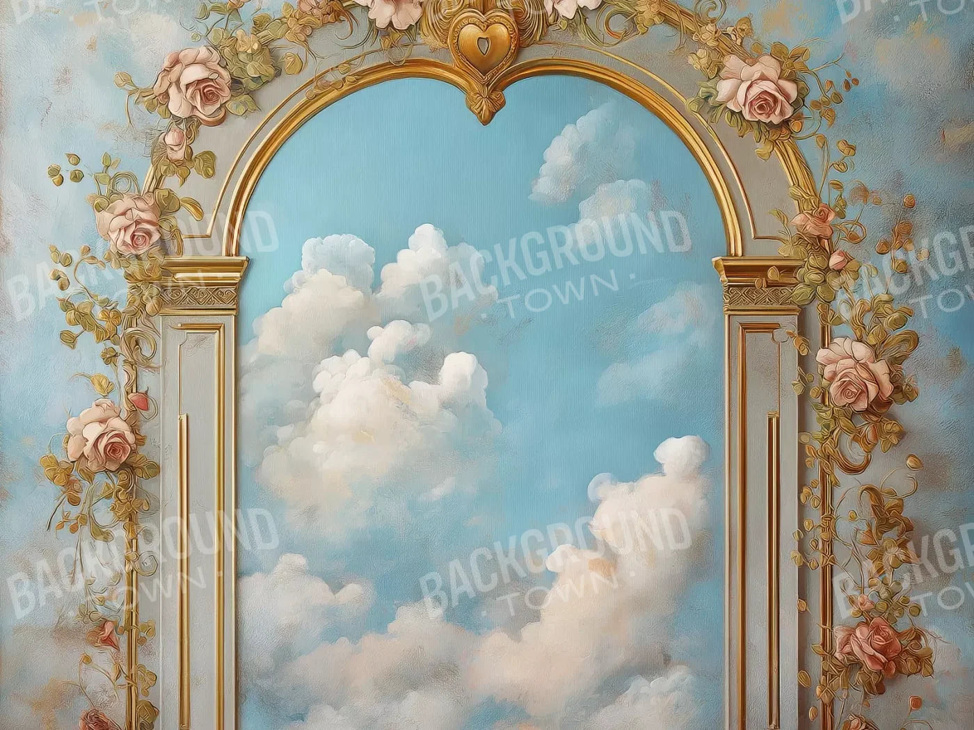 Flowered Arch Over Sky 8’X6’ Fleece (96 X 72 Inch) Backdrop