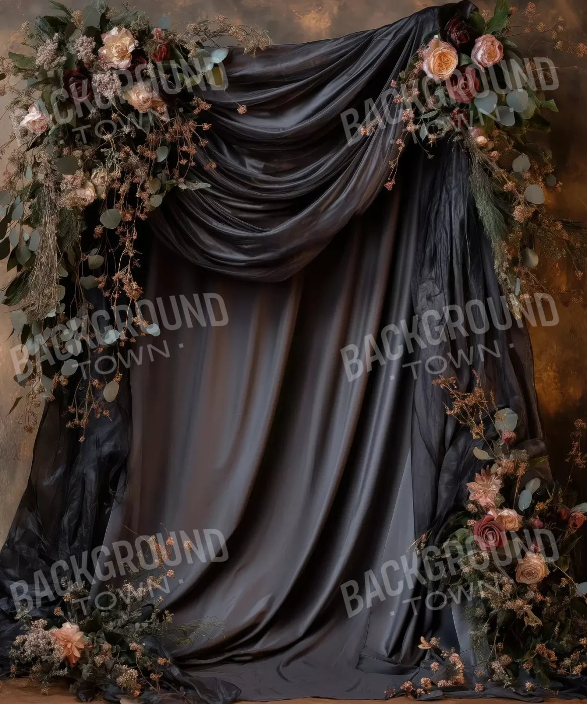 Flowered Black Backdrop 10’X12’ Ultracloth (120 X 144 Inch)