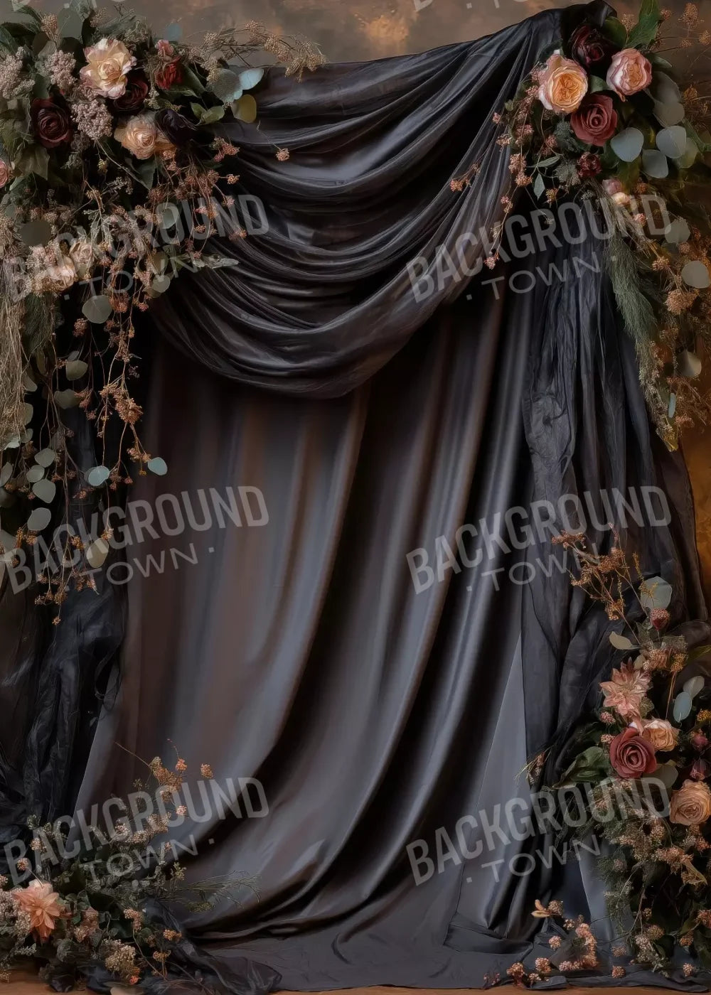Flowered Black Backdrop 5’X7’ Ultracloth (60 X 84 Inch)