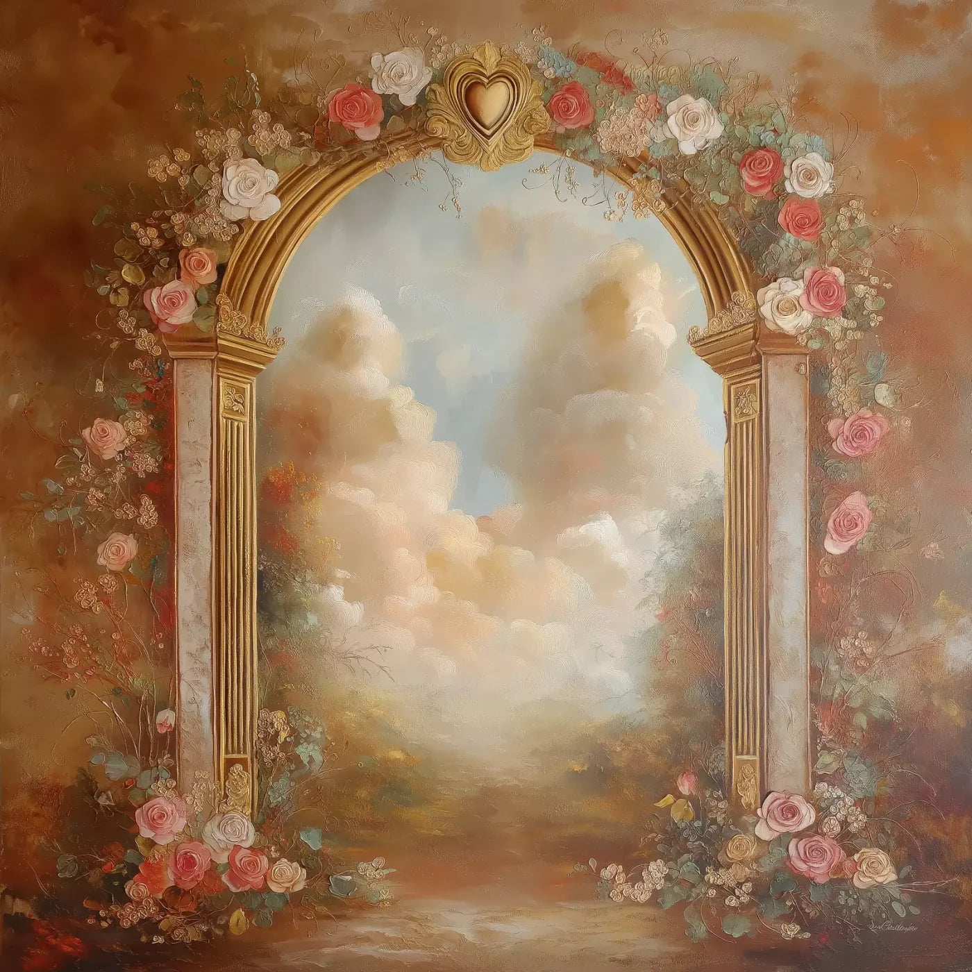 Flowered Wall Archway 10’X10’ Ultracloth (120 X Inch) Backdrop