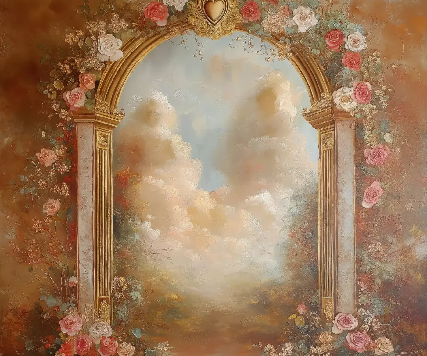 Flowered Wall Archway 5’X4’2 Fleece (60 X 50 Inch) Backdrop