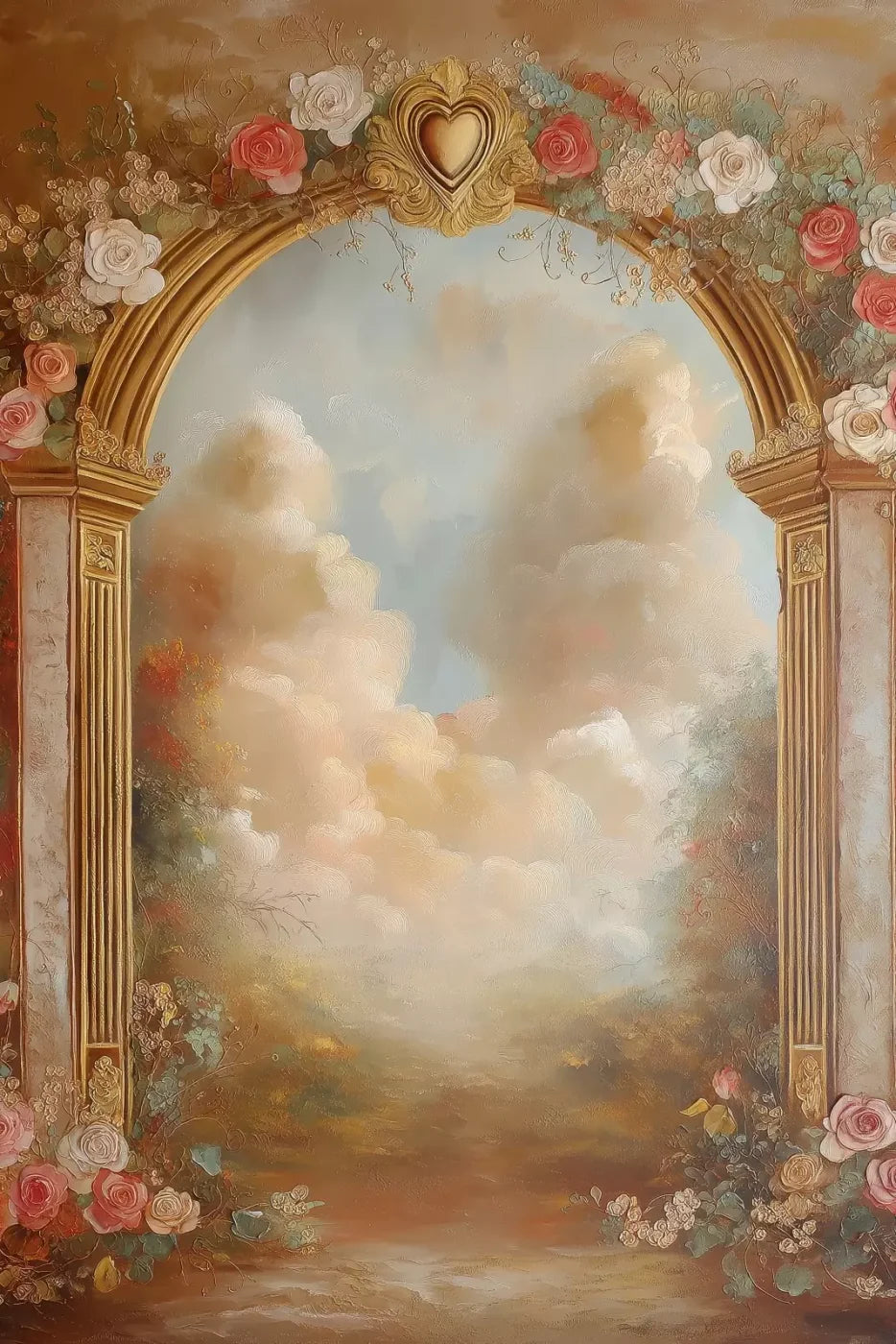 Flowered Wall Archway 8’X12’ Ultracloth (96 X 144 Inch) Backdrop