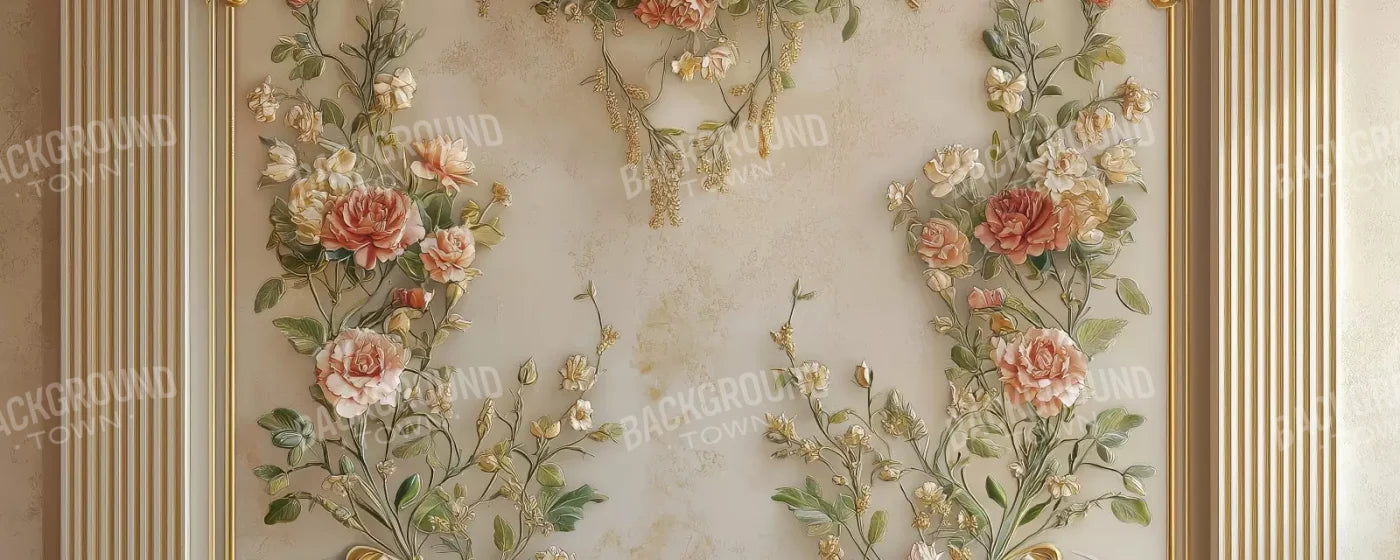 Flowers Climbing Gold Wall 20’X8’ Ultracloth (240 X 96 Inch) Backdrop