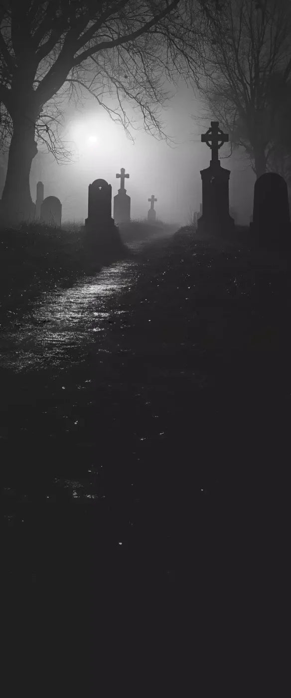 Foggy Cemetery At Night 5’X12’ Ultracloth For Westcott X - Drop (60 X 144 Inch) Backdrop