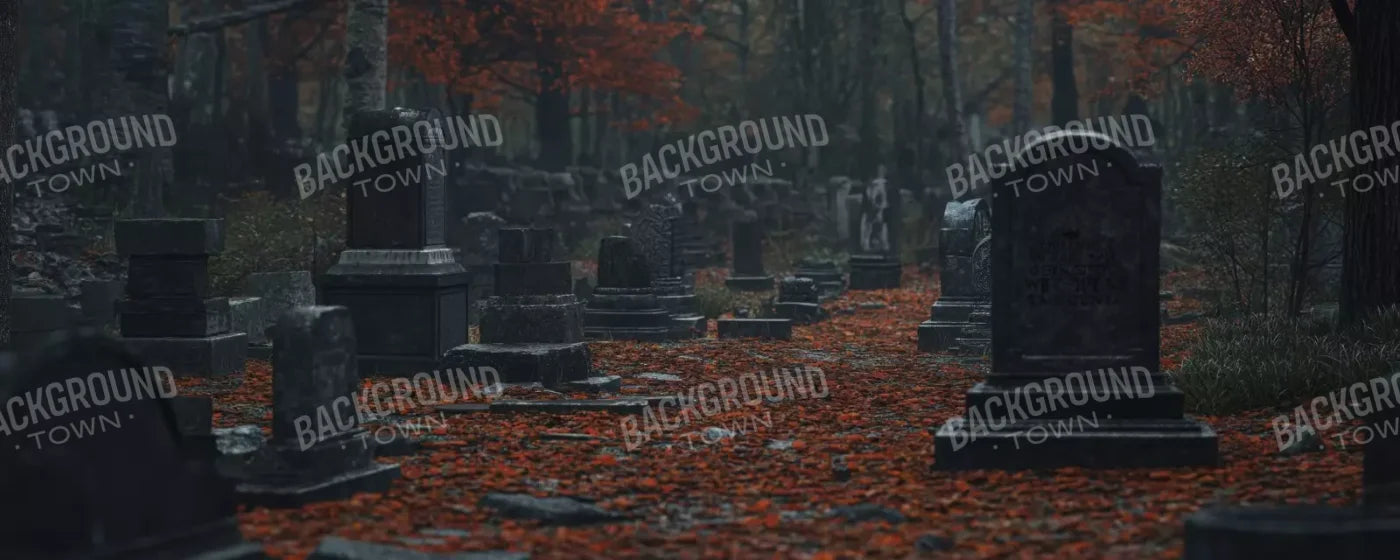 Foggy Fall Cemetary 20’X8’ Ultracloth (240 X 96 Inch) Backdrop