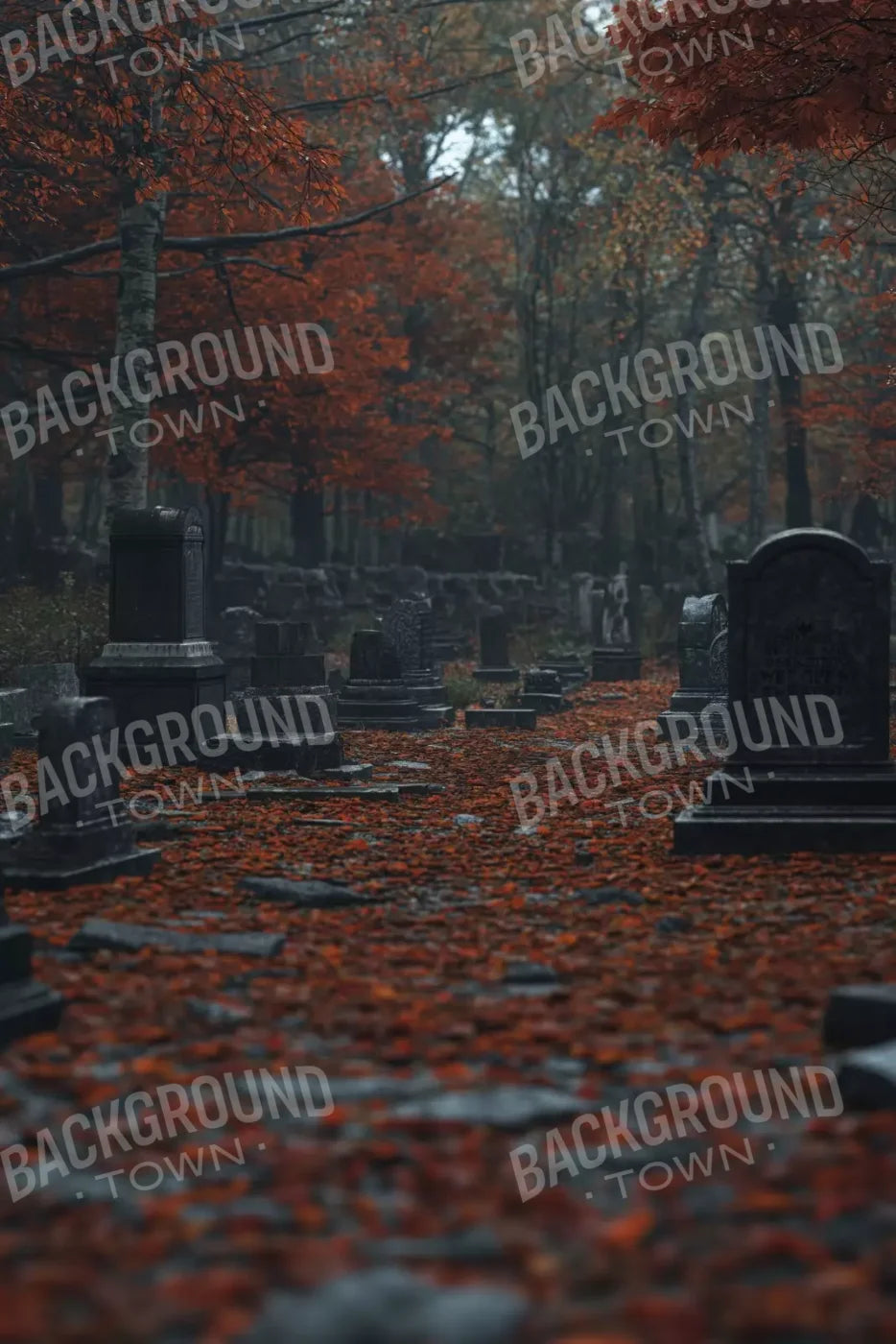 Foggy Fall Cemetary 8’X12’ Ultracloth (96 X 144 Inch) Backdrop