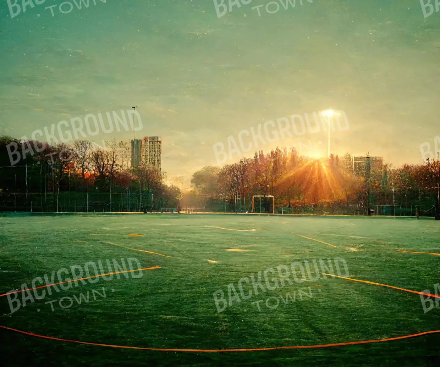 Football At Dusk 5X42 Fleece ( 60 X 50 Inch ) Backdrop
