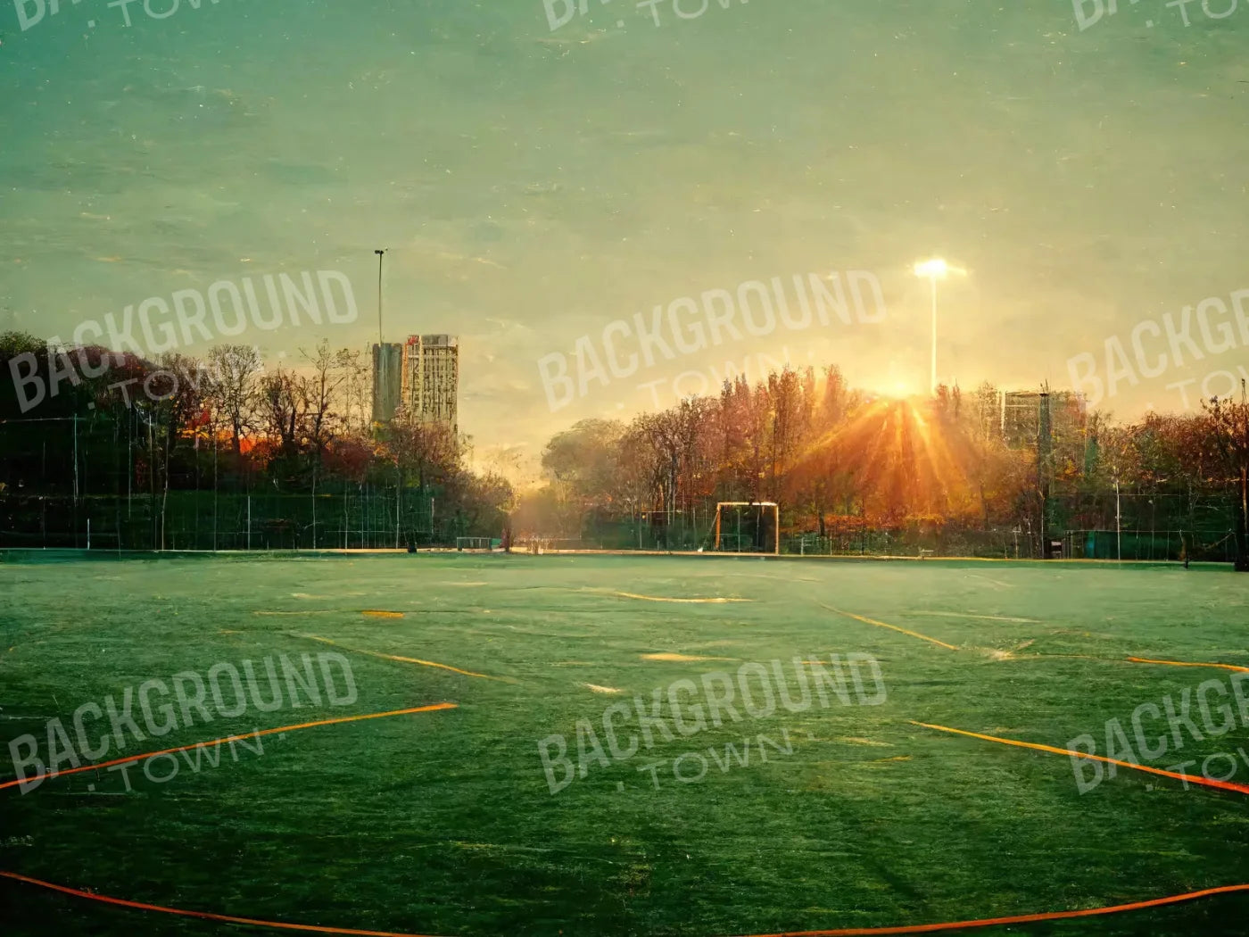 Football At Dusk 68X5 Fleece ( 80 X 60 Inch ) Backdrop