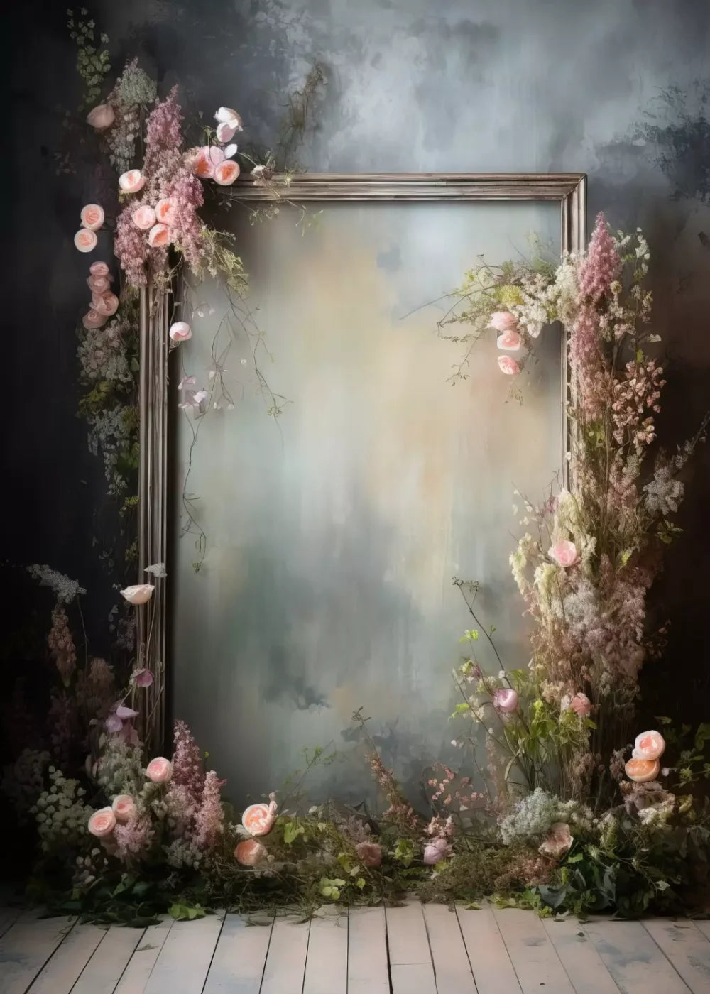 Framed Floral 5X7 Ultracloth ( 60 X 84 Inch ) Backdrop