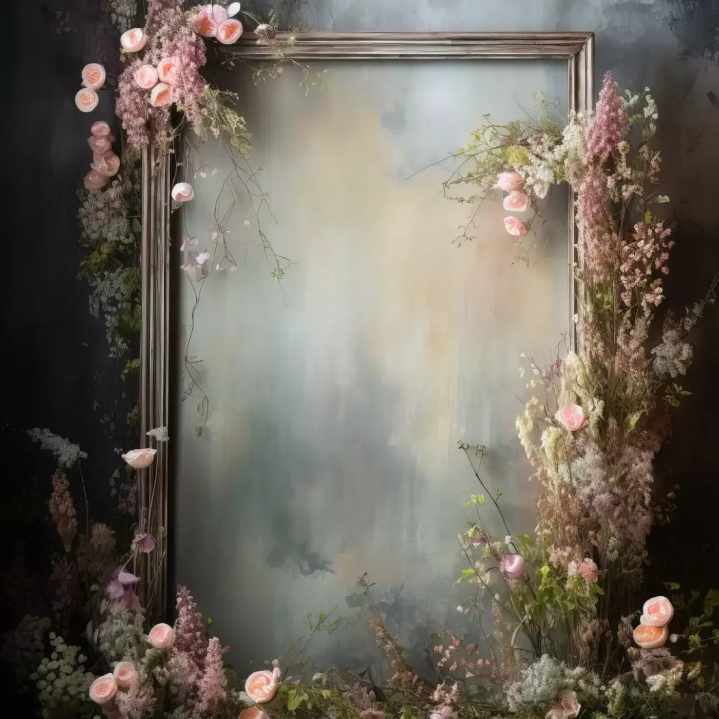 Framed Floral 8X8 Fleece ( 96 X Inch ) Backdrop