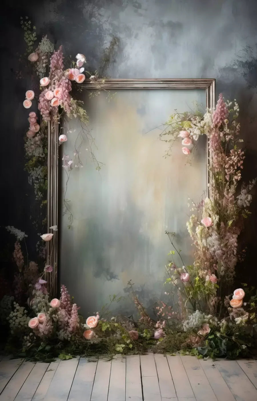 Framed Floral 9X14 Ultracloth ( 108 X 168 Inch ) Backdrop