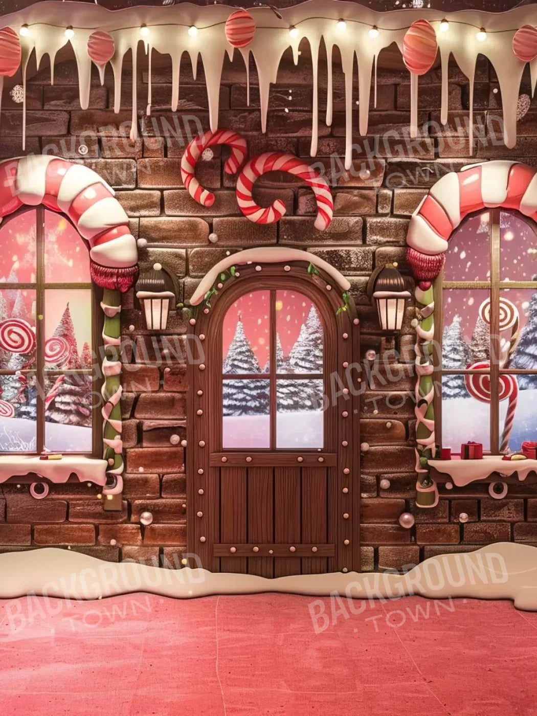 Gingerbread Entry I 5’X6’8 Fleece (60 X 80 Inch) Backdrop
