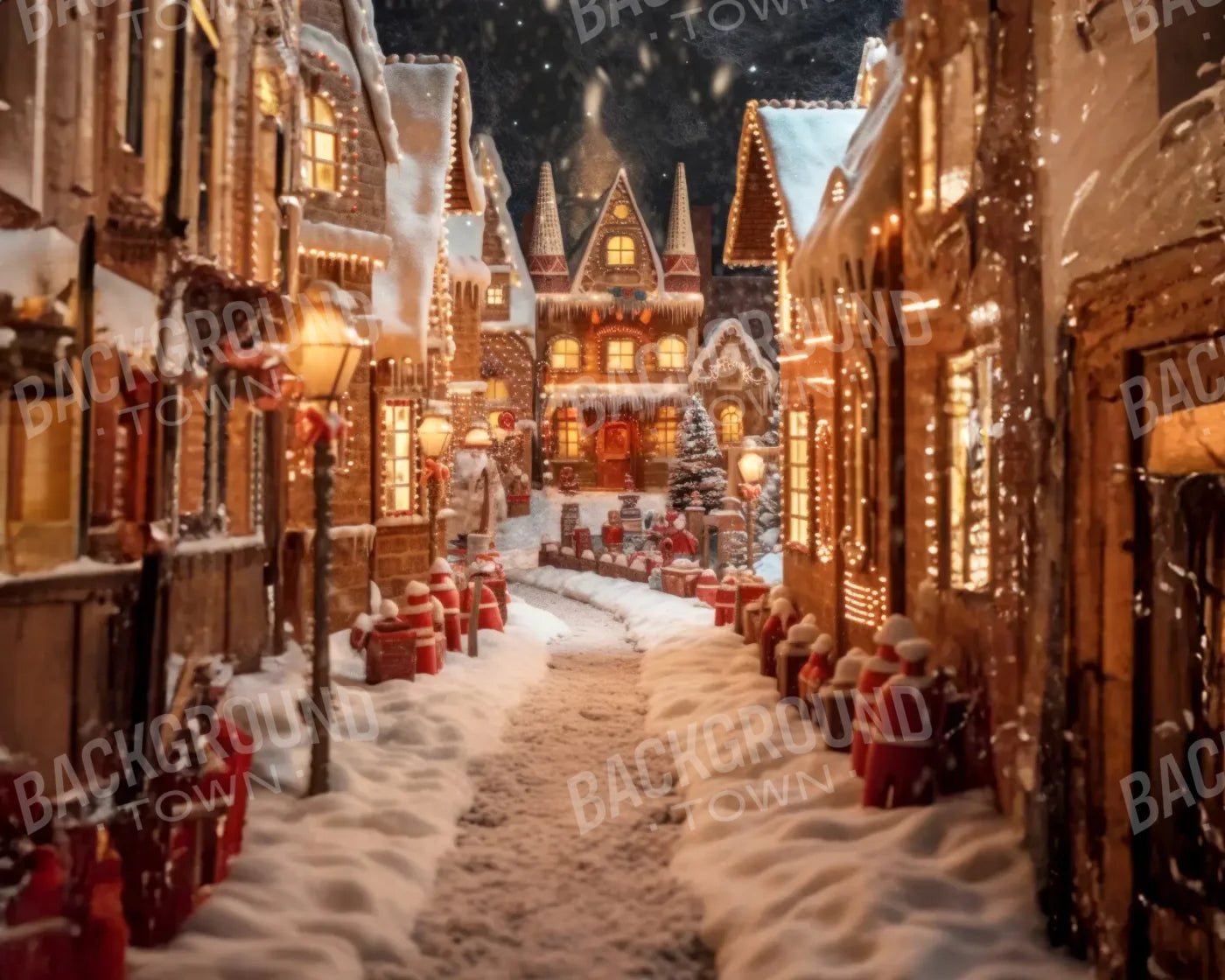 Gingerbread Lane 10’x8’ Fleece (120 x 96 inch) Backdrop