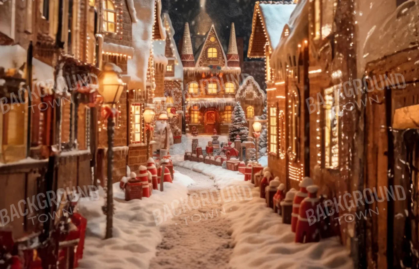 Gingerbread Lane 14’x9’ UltraCloth (168 x 108 inch) Backdrop