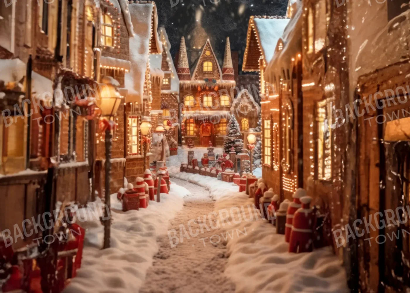 Gingerbread Lane 7’x5’ UltraCloth (84 x 60 inch) Backdrop