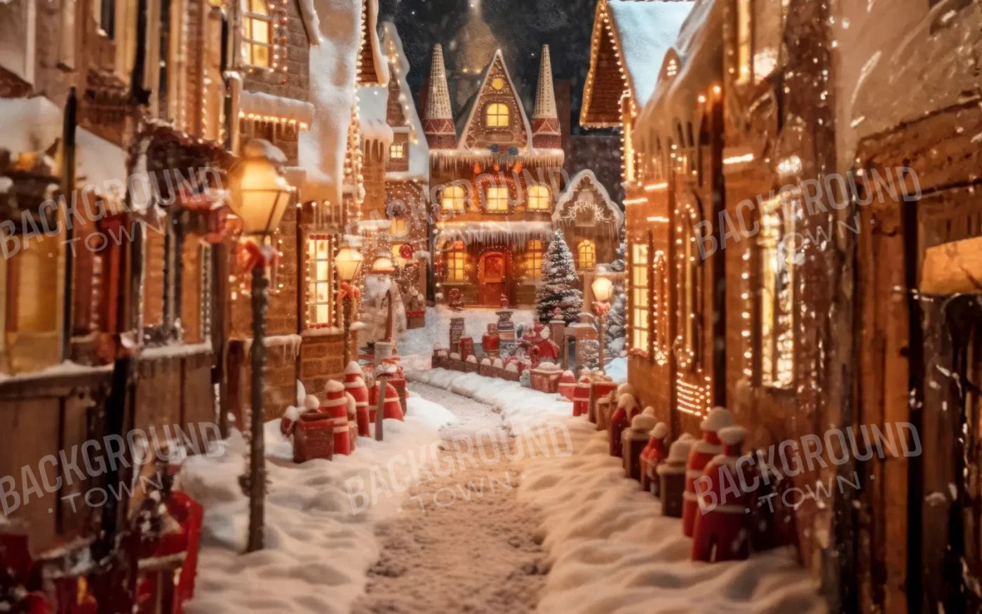 Gingerbread Lane 8’x5’ UltraCloth (96 x 60 inch) Backdrop