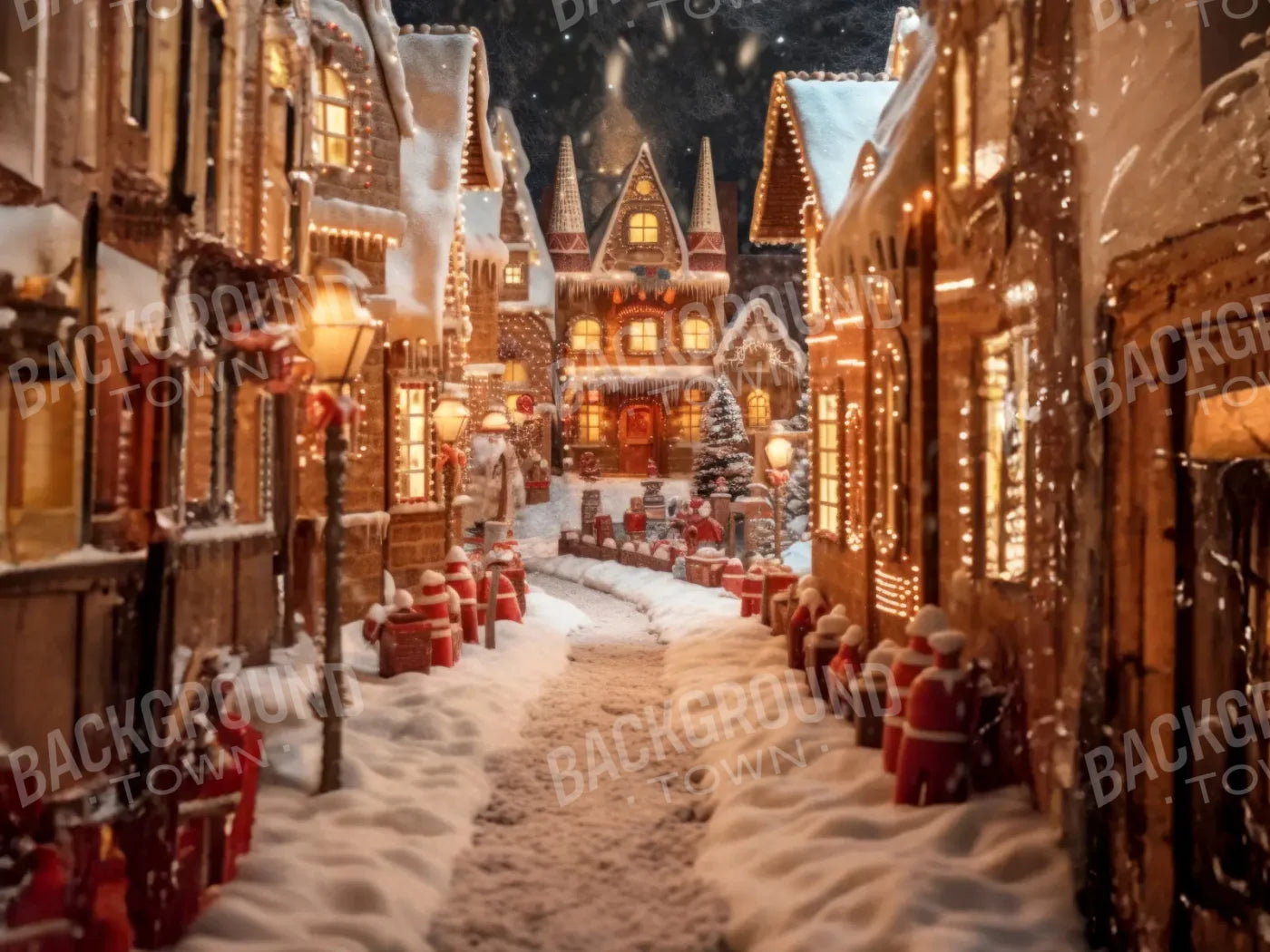 Gingerbread Lane 8’x6’ Fleece (96 x 72 inch) Backdrop