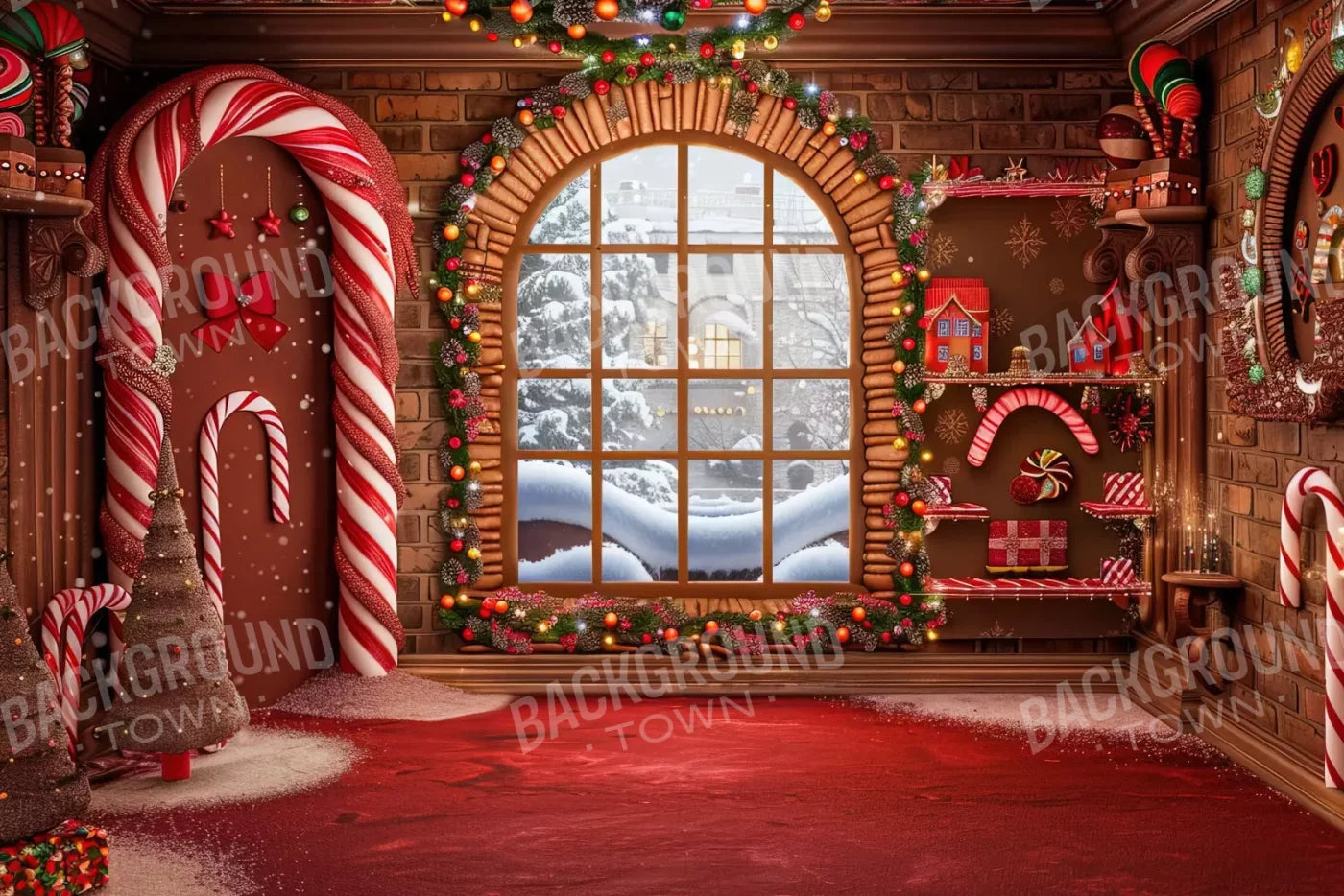 Gingerbread Window Ii 12’X8’ Ultracloth (144 X 96 Inch) Backdrop