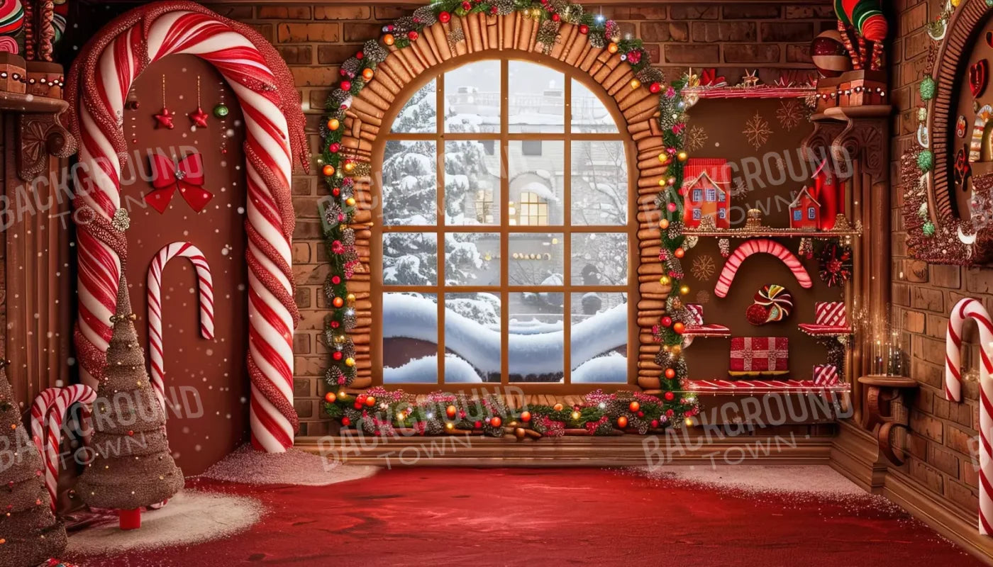 Gingerbread Window Ii 14’X8’ Ultracloth (168 X 96 Inch) Backdrop