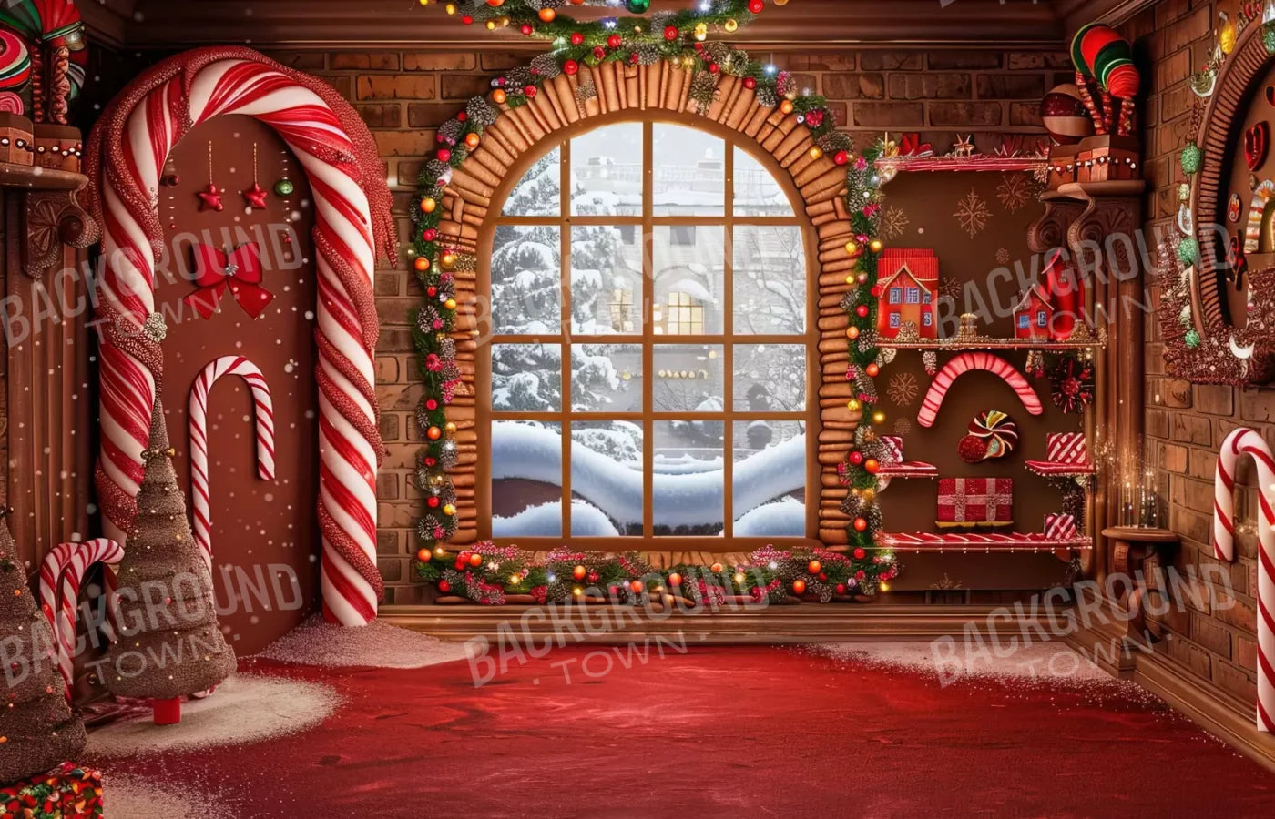 Gingerbread Window Ii 14’X9’ Ultracloth (168 X 108 Inch) Backdrop