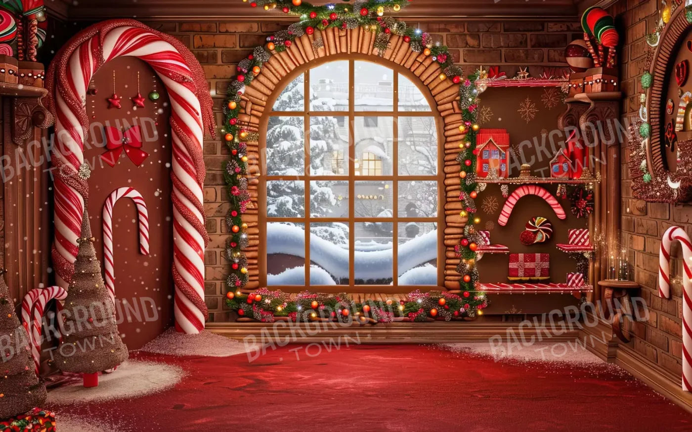 Gingerbread Window Ii 16’X10’ Ultracloth (192 X 120 Inch) Backdrop