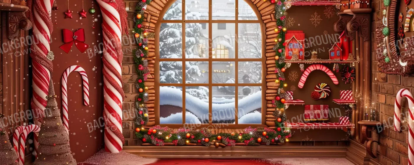 Gingerbread Window Ii 20’X8’ Ultracloth (240 X 96 Inch) Backdrop
