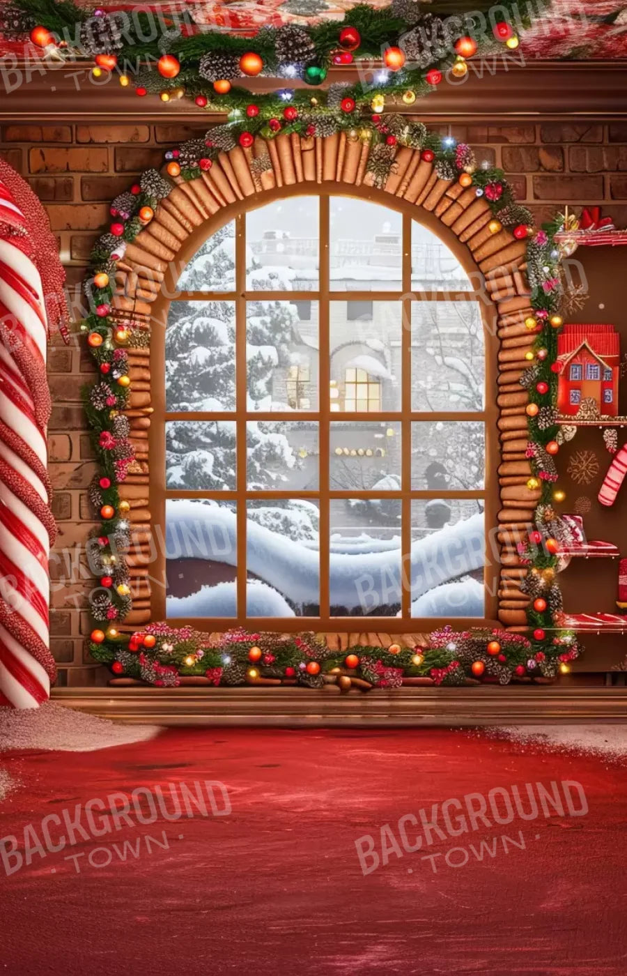 Gingerbread Window Ii 9’X14’ Ultracloth (108 X 168 Inch) Backdrop