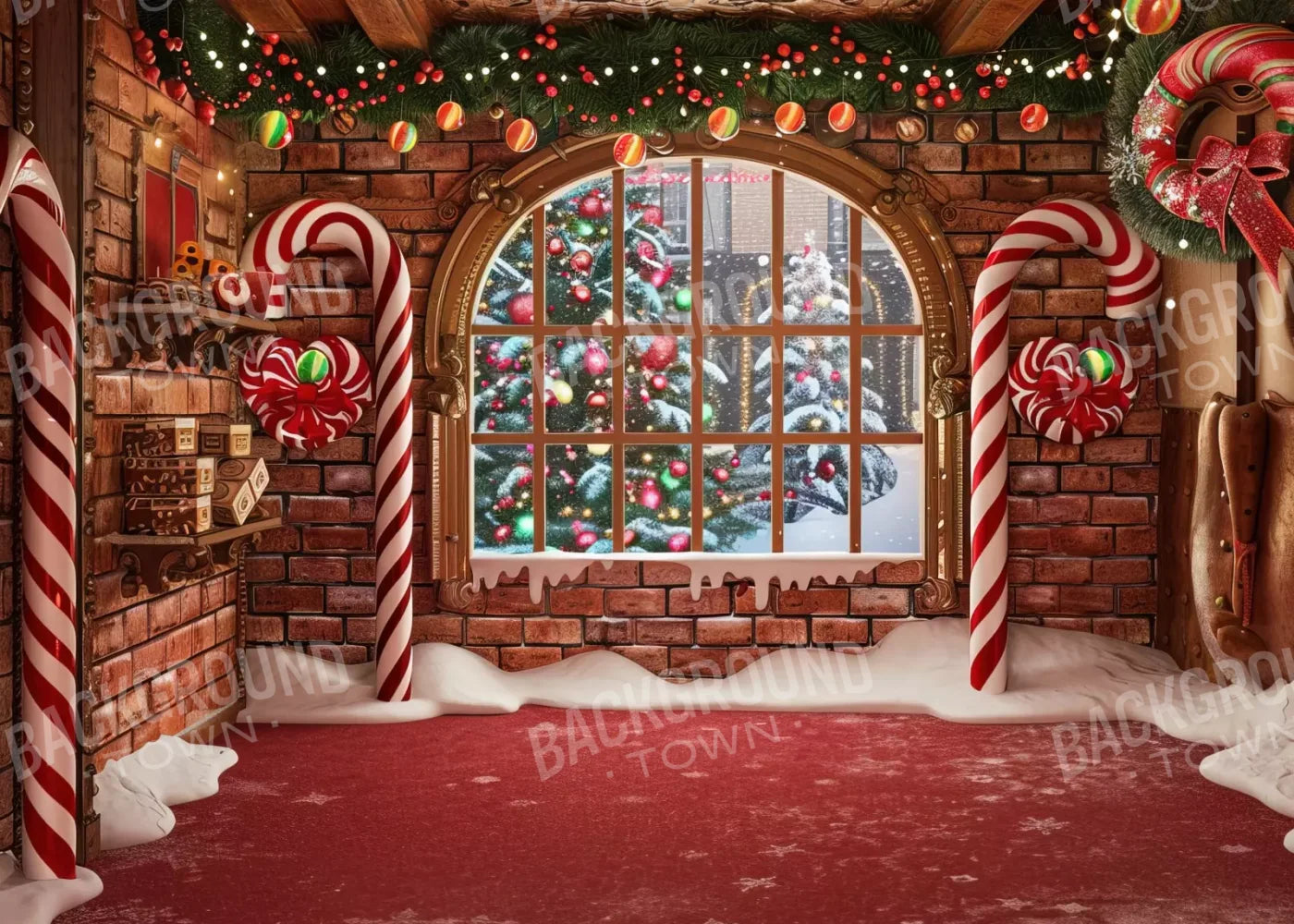 Gingerbread Window I 7’X5’ Ultracloth (84 X 60 Inch) Backdrop