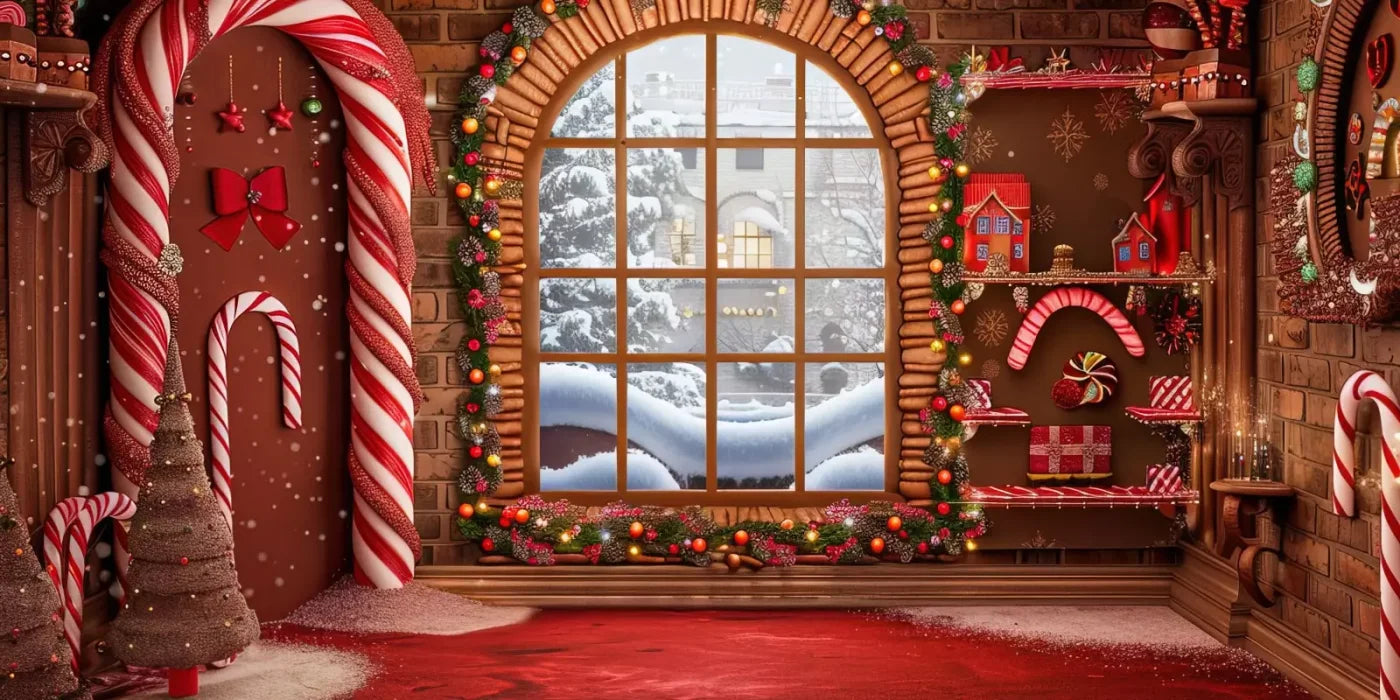 Gingerbread Window Ii 20’X10’ Ultracloth (240 X 120 Inch) Backdrop