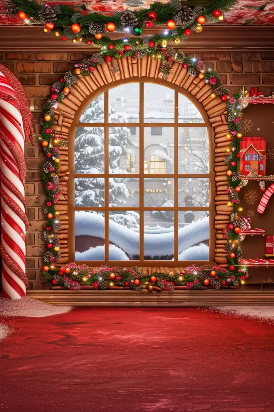 Gingerbread Window Ii 8’X12’ Ultracloth (96 X 144 Inch) Backdrop