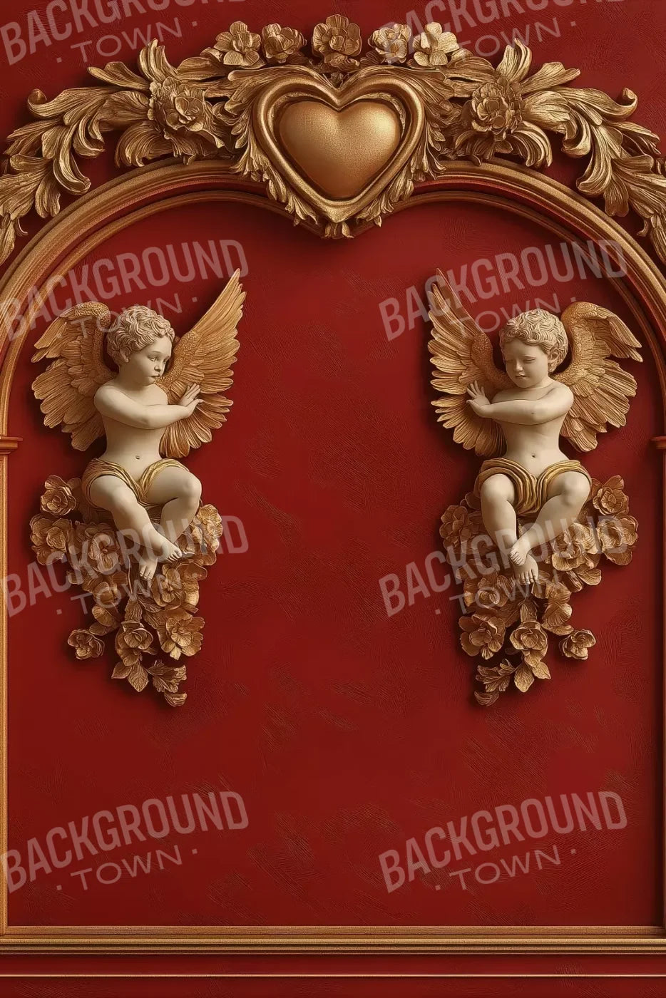 Gold Arch On Red Wall 8’X12’ Ultracloth (96 X 144 Inch) Backdrop