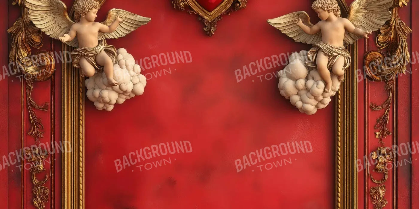 Gold Arch On Red Wall With Angels 20’X10’ Ultracloth (240 X 120 Inch) Backdrop