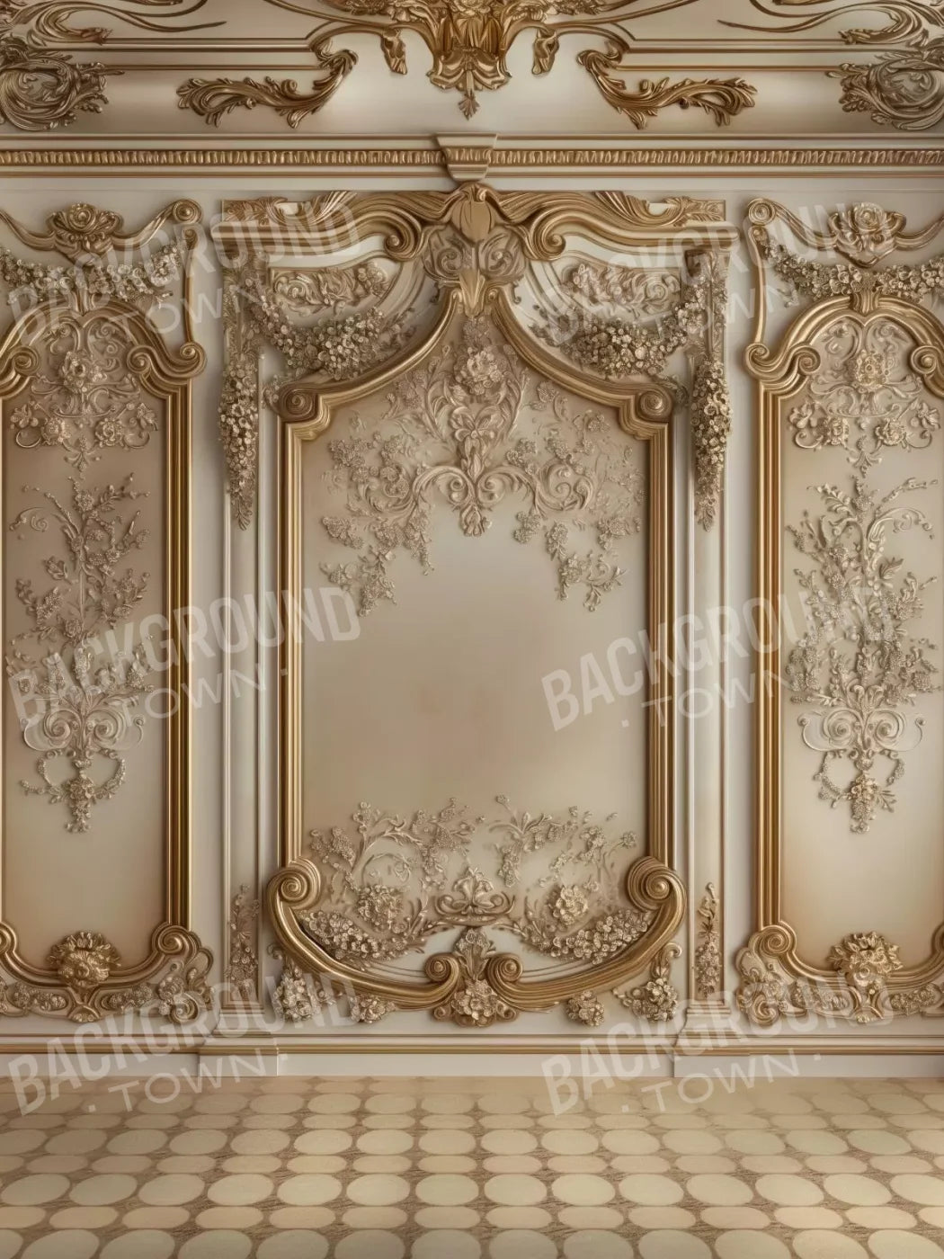 Gold Embossed Wall Ii 5’X6’8 Fleece (60 X 80 Inch) Backdrop