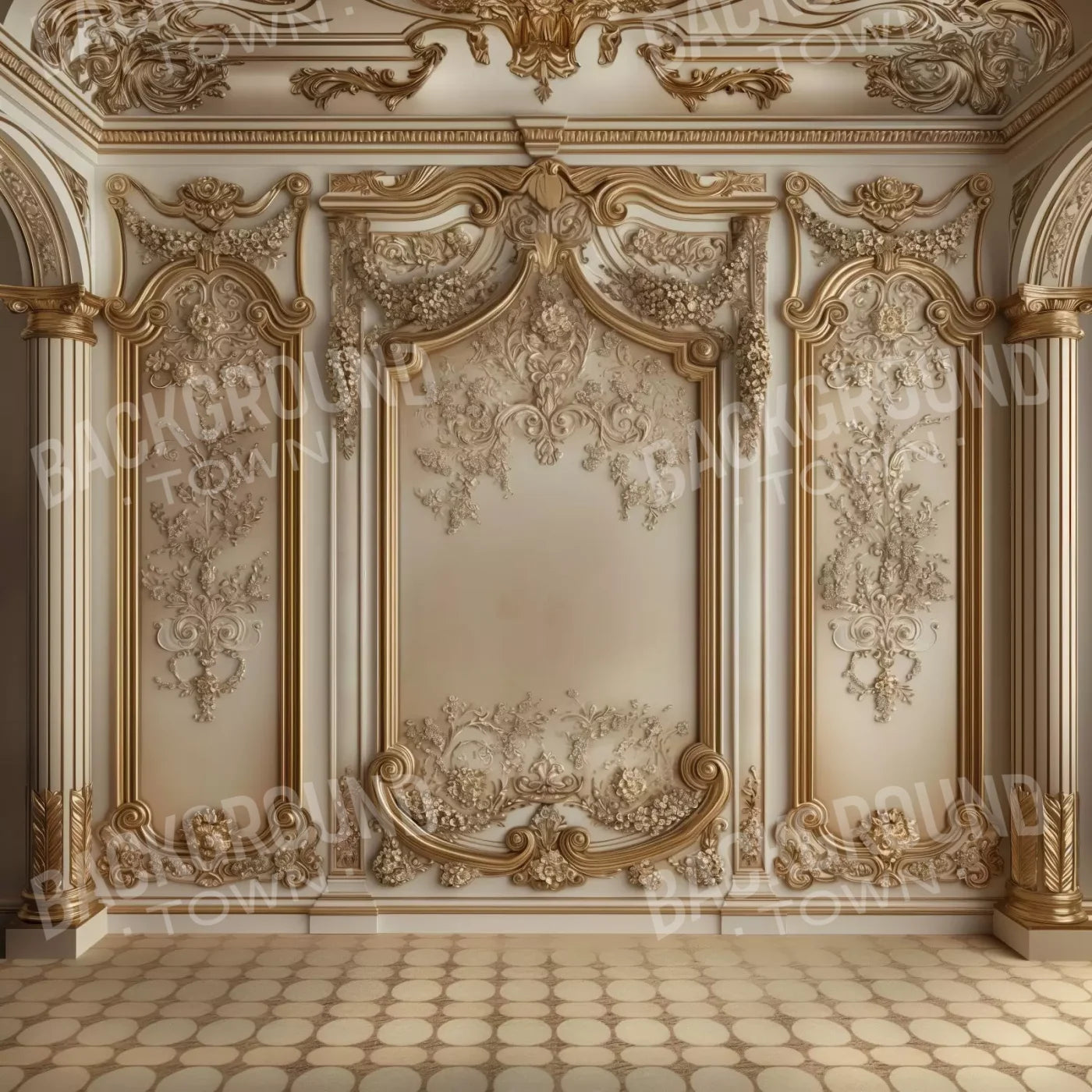 Gold Embossed Wall Ii 8’X8’ Fleece (96 X Inch) Backdrop