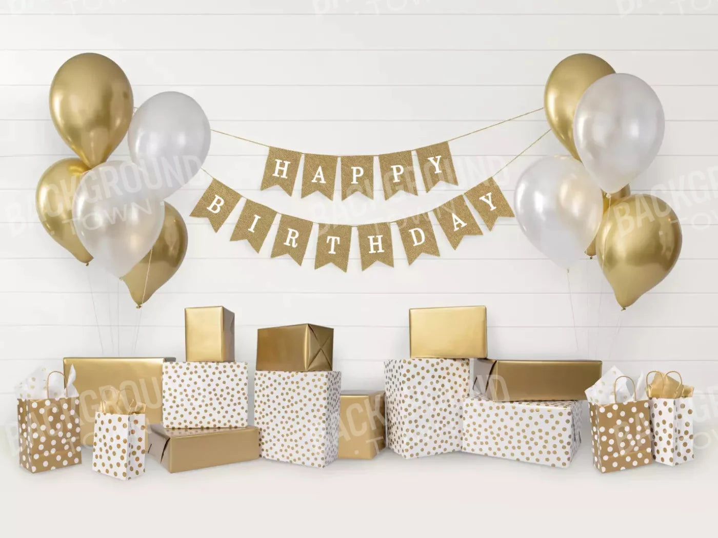 Golden Birthday 2 68X5 Fleece ( 80 X 60 Inch ) Backdrop