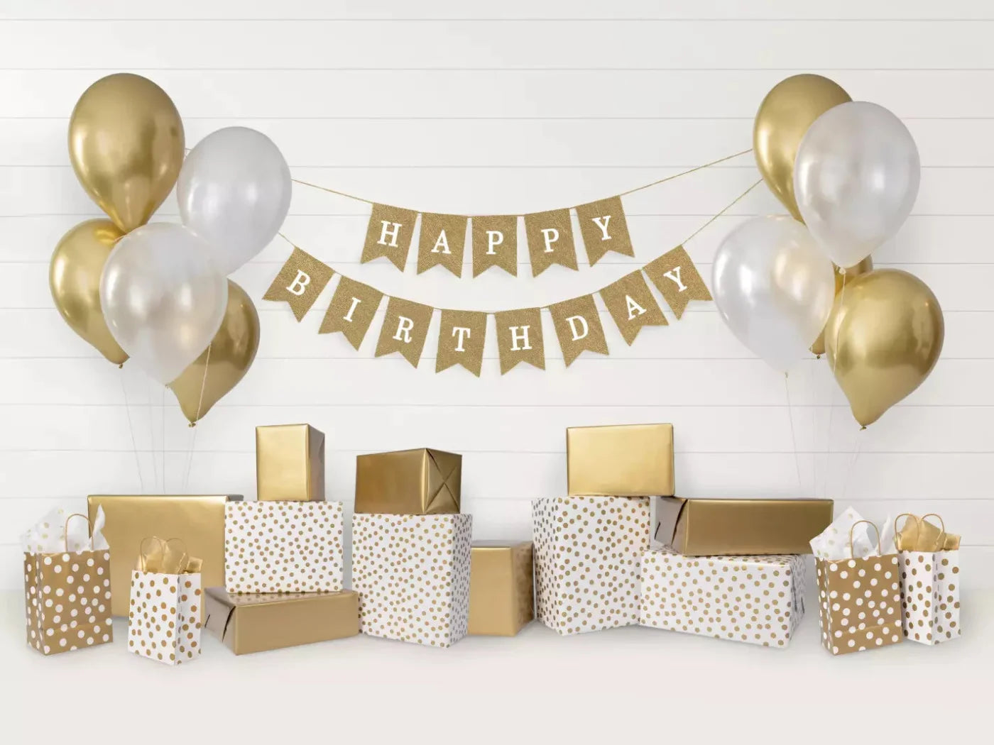 Golden Birthday 2 68X5 Fleece ( 80 X 60 Inch ) Backdrop