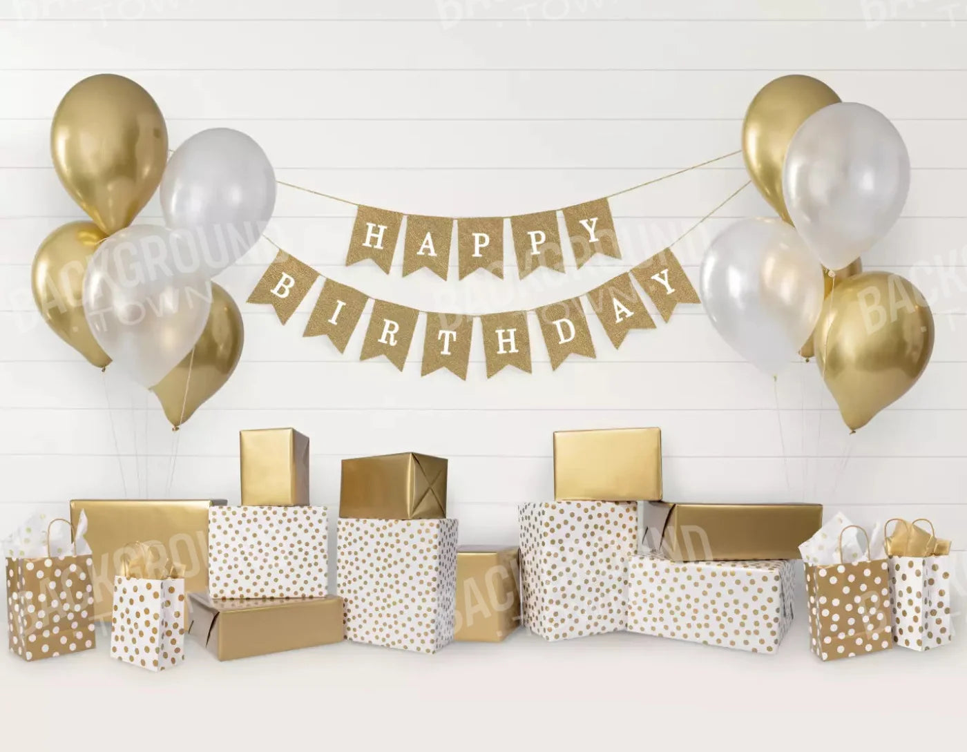 Golden Birthday 2 8X6 Fleece ( 96 X 72 Inch ) Backdrop